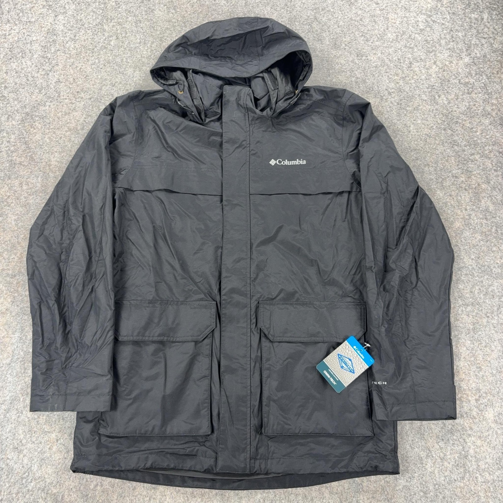 NEW Columbia Jacket Mens Medium Black Clifton Terrace Omni-Tech Hooded