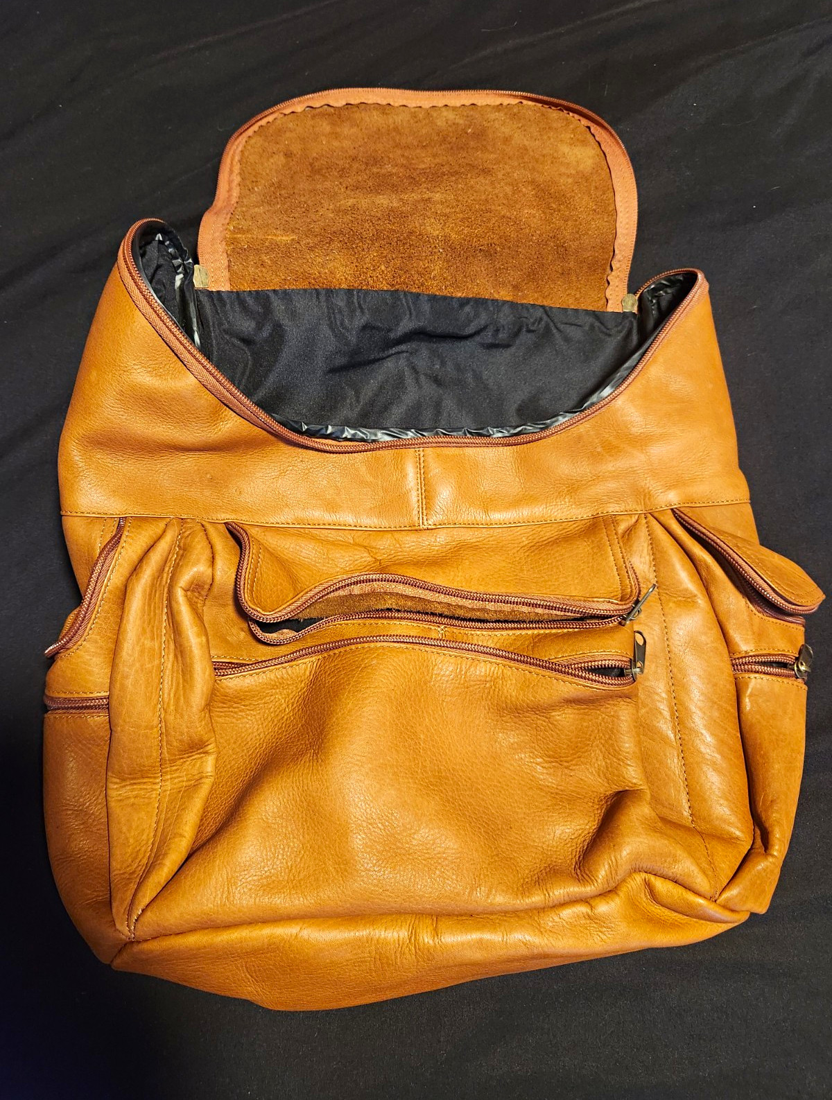 Vintage 90s Glove Leather Rucksack Backpack, Made in Colombia, Multi-Pocket NEW Vintage 90s Glove Leather Rucksack Backpack, Made in Colombia, Multi-Pocket NEW