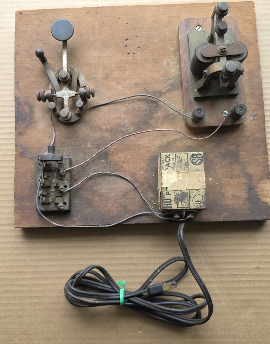 Atq J H Bunnell Telegraph Key Pat Feb 15 1881 w Components Morse Code Ham Radio