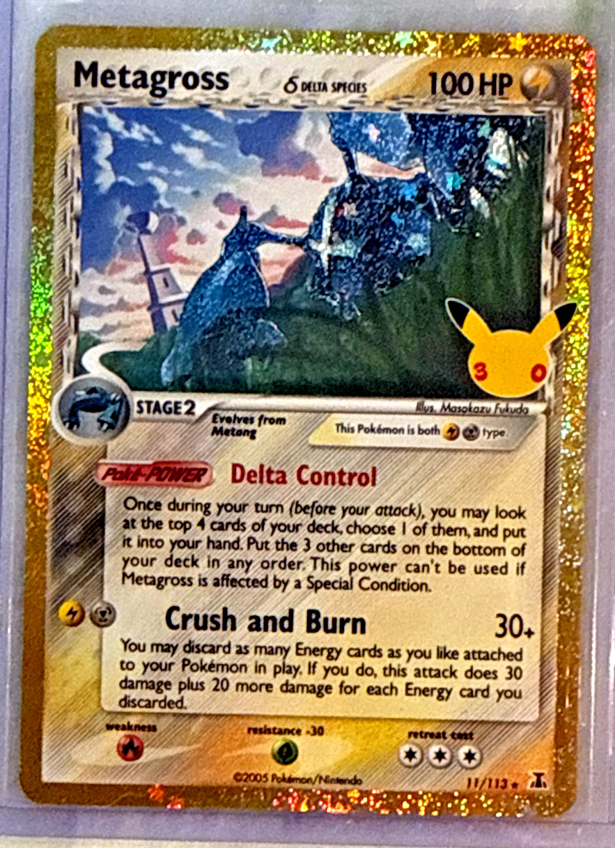 Metagross 30th Anniversary 11/113 EX Delta Species Gold Holo Pokeman Card