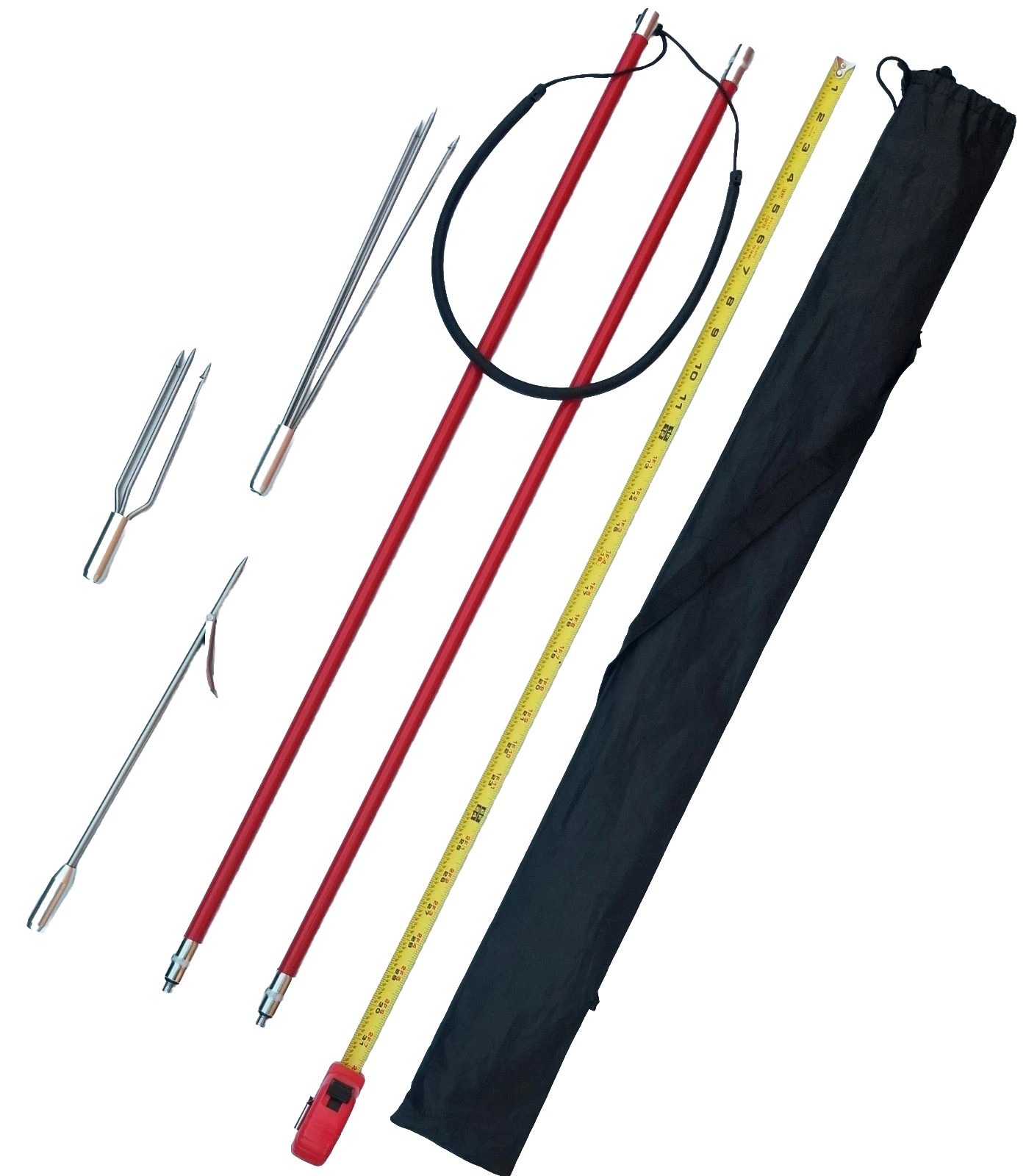 5ft Fiberglass 2pc Travel Pole Spear Hawaiian Sling 3 Tips Set Spearfishing Kit