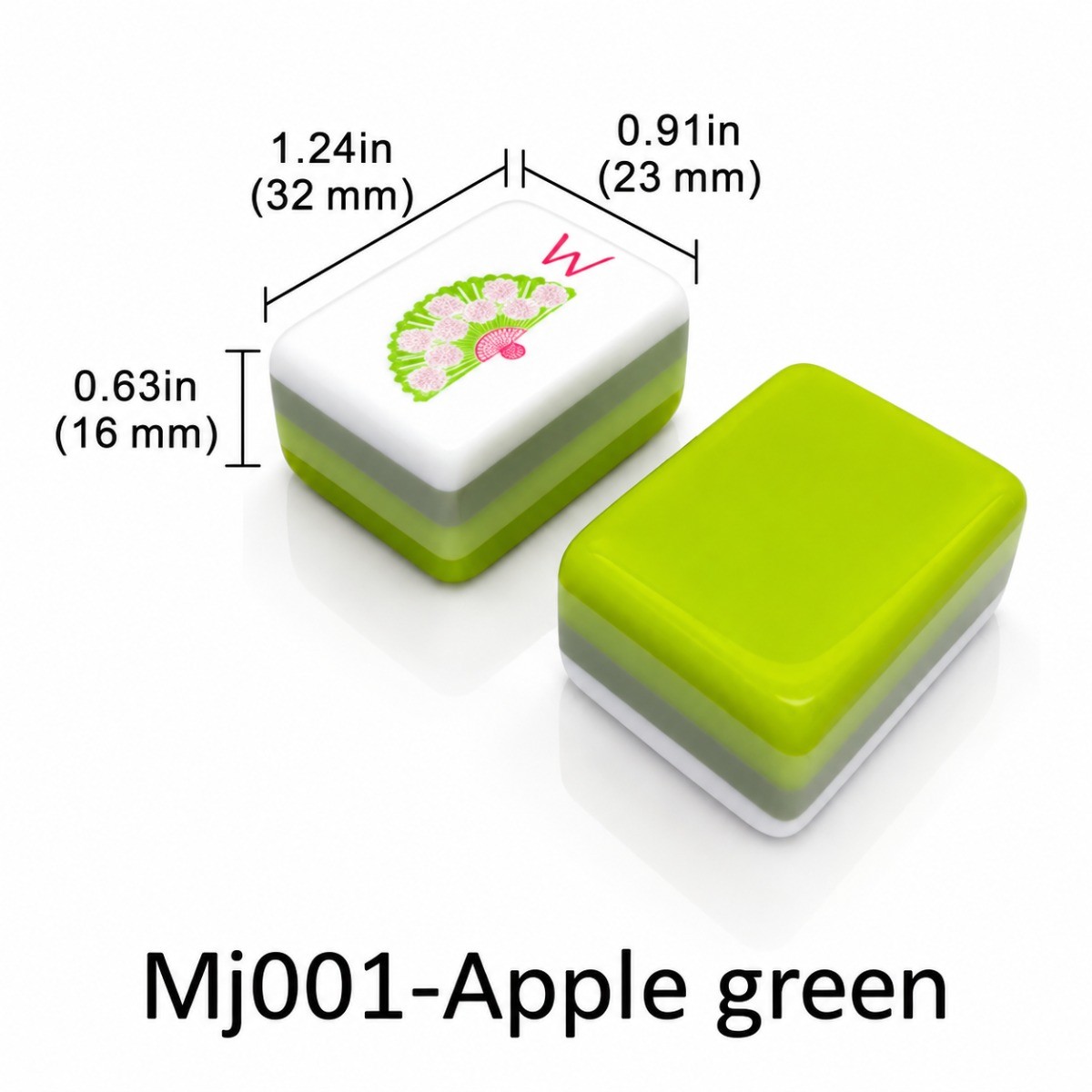 American Mahjong Tiles Set — 160 Smooth Acrylic Tiles, Apple Green