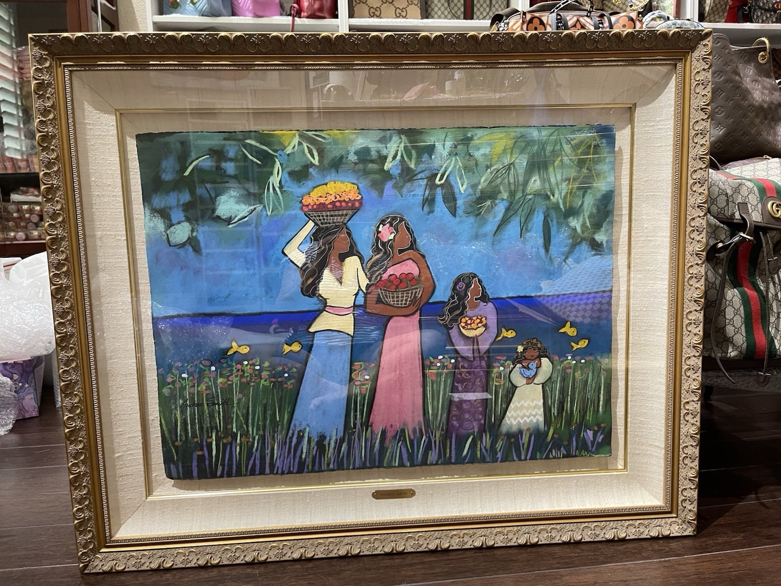 ANDREA SMITH  ORIGINAL WATERCOLOR AND SIGNED. 41”X33” INCHES FRAMED