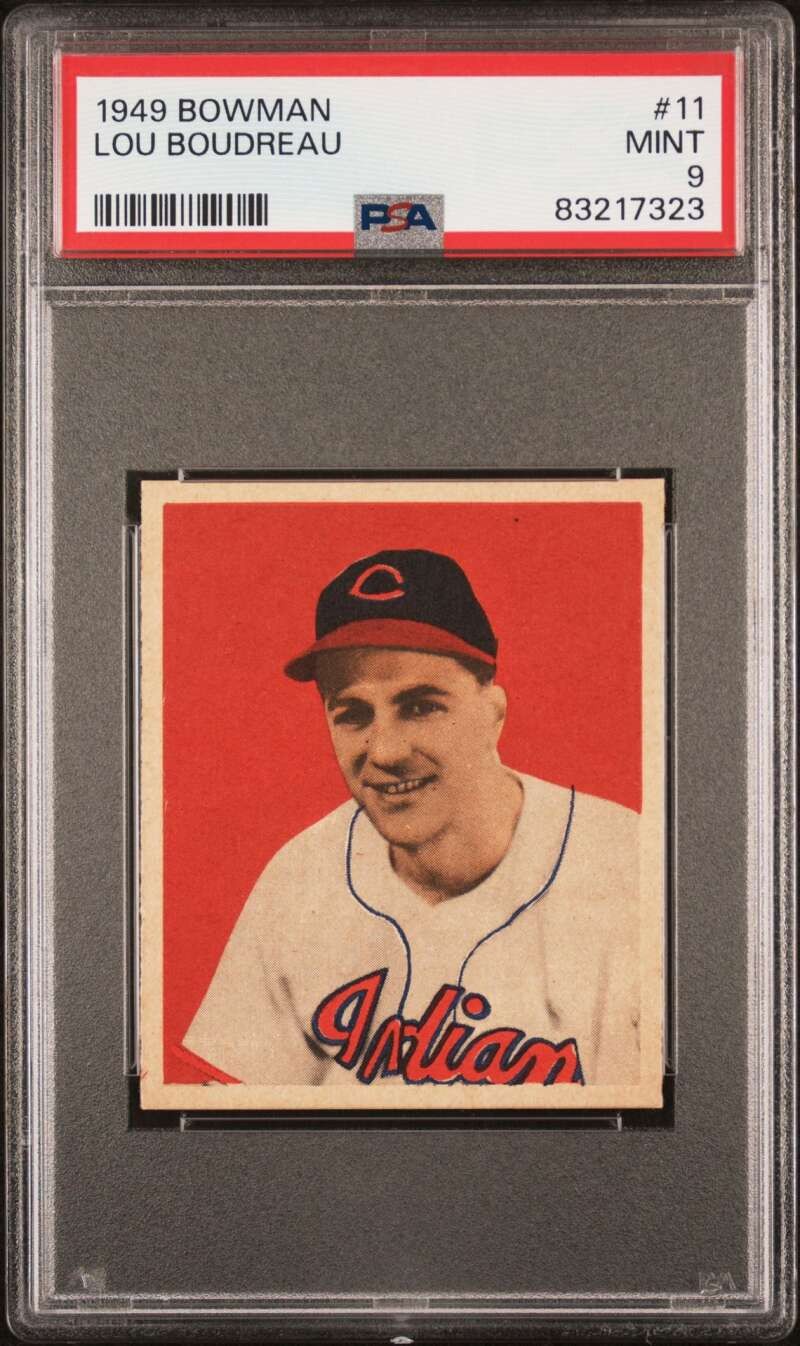 1949 Bowman #11 Lou Boudreau PSA 9 RC Rookie Cleveland Indians MG  (7323)
