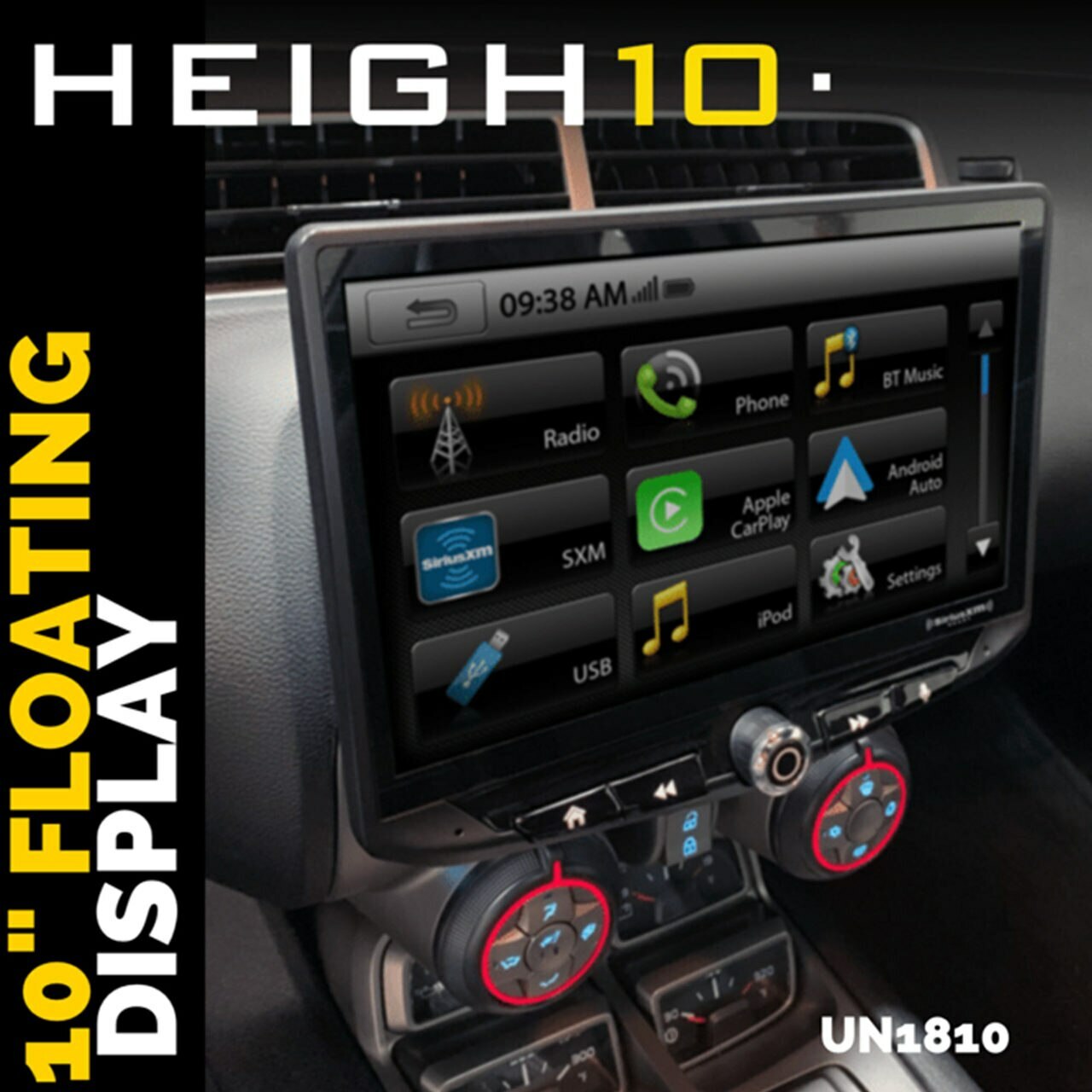 Stinger HEIGH10 UN1810 10'' Floating Car Stereo Apple CarPlay Android Auto Radio