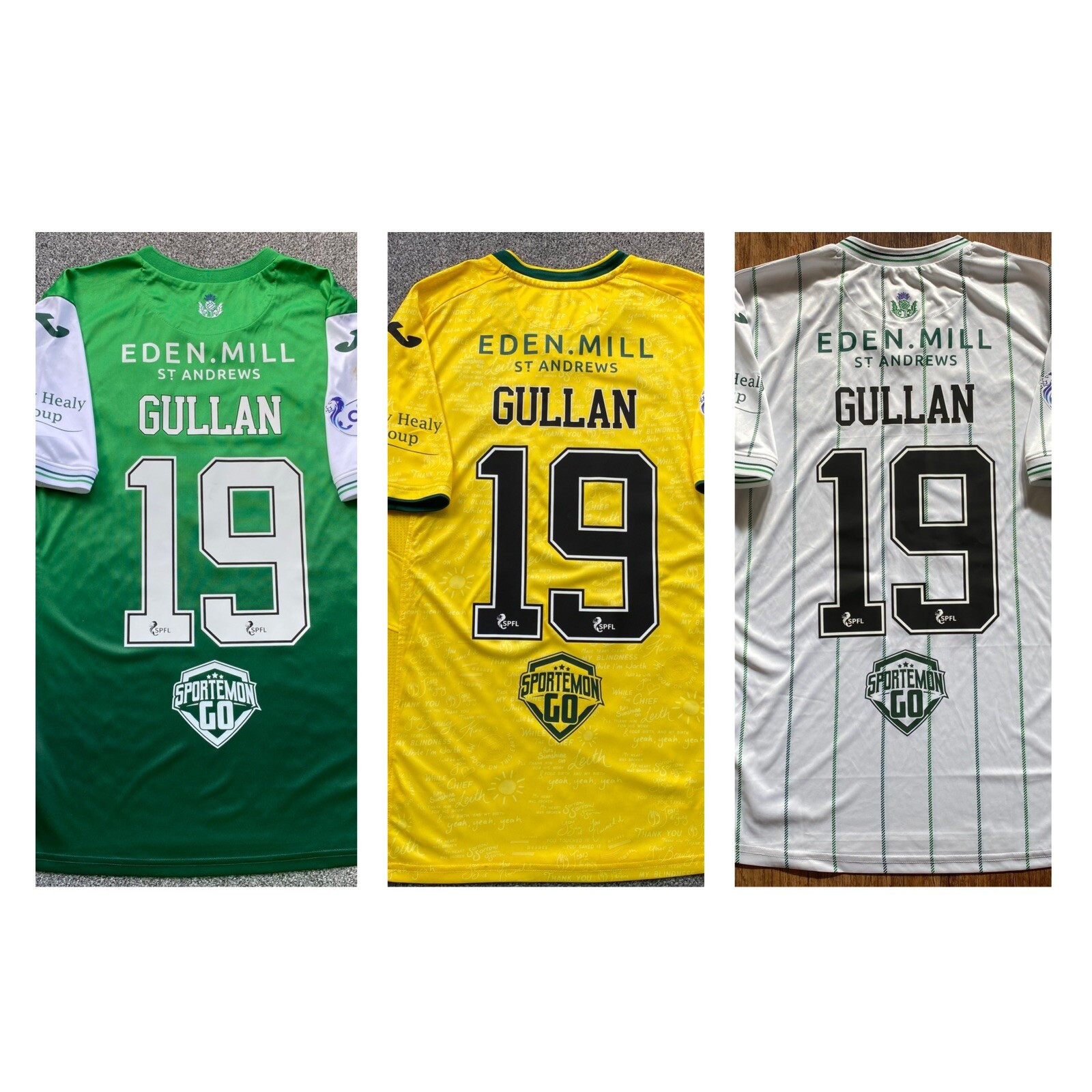 Hibernian Match Worn Shirts X3 2021/22 Jamie Gullan Complete Set