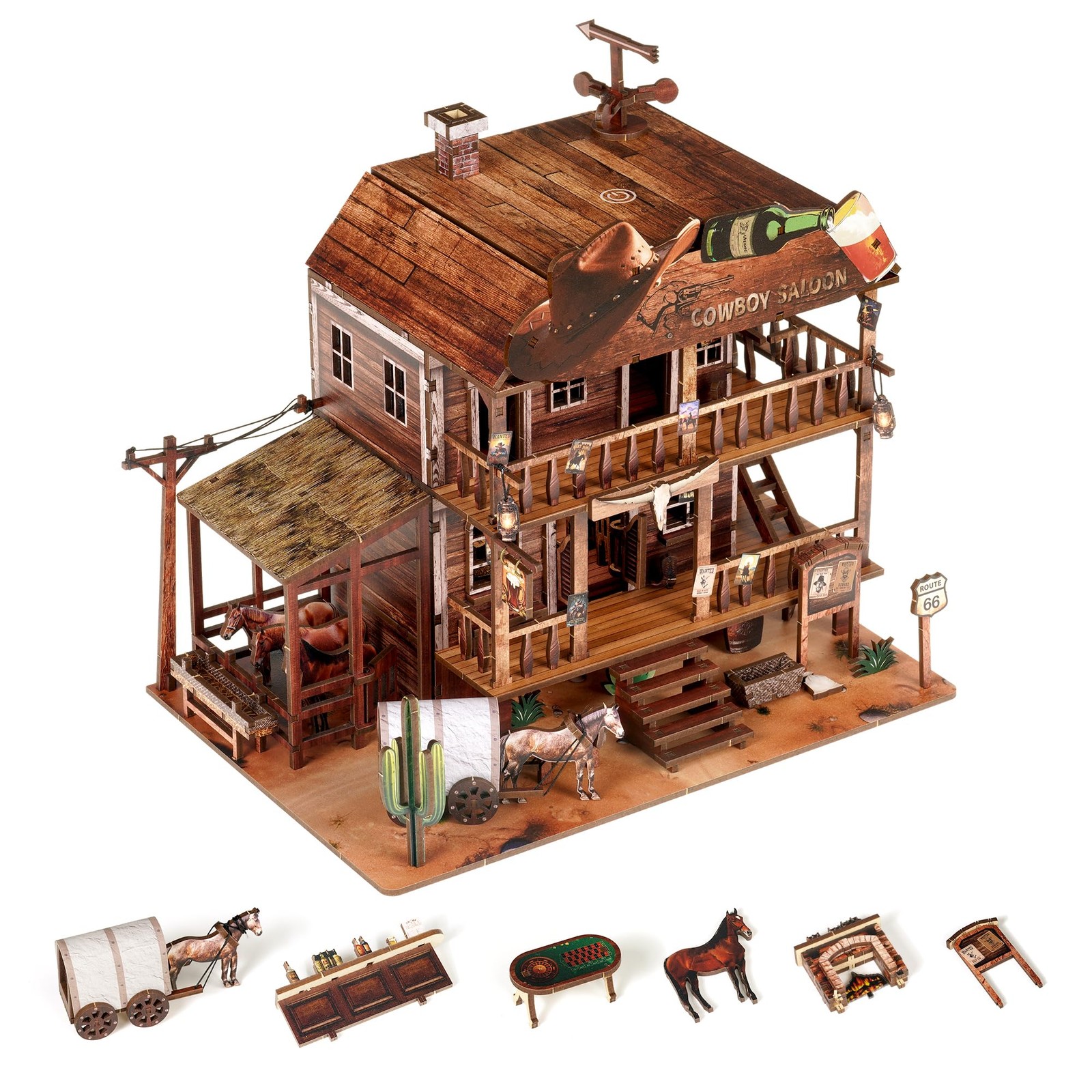 Cowboy Saloon Miniature House Kit - DIY Miniature Kit for Adults, Teens, Doll...