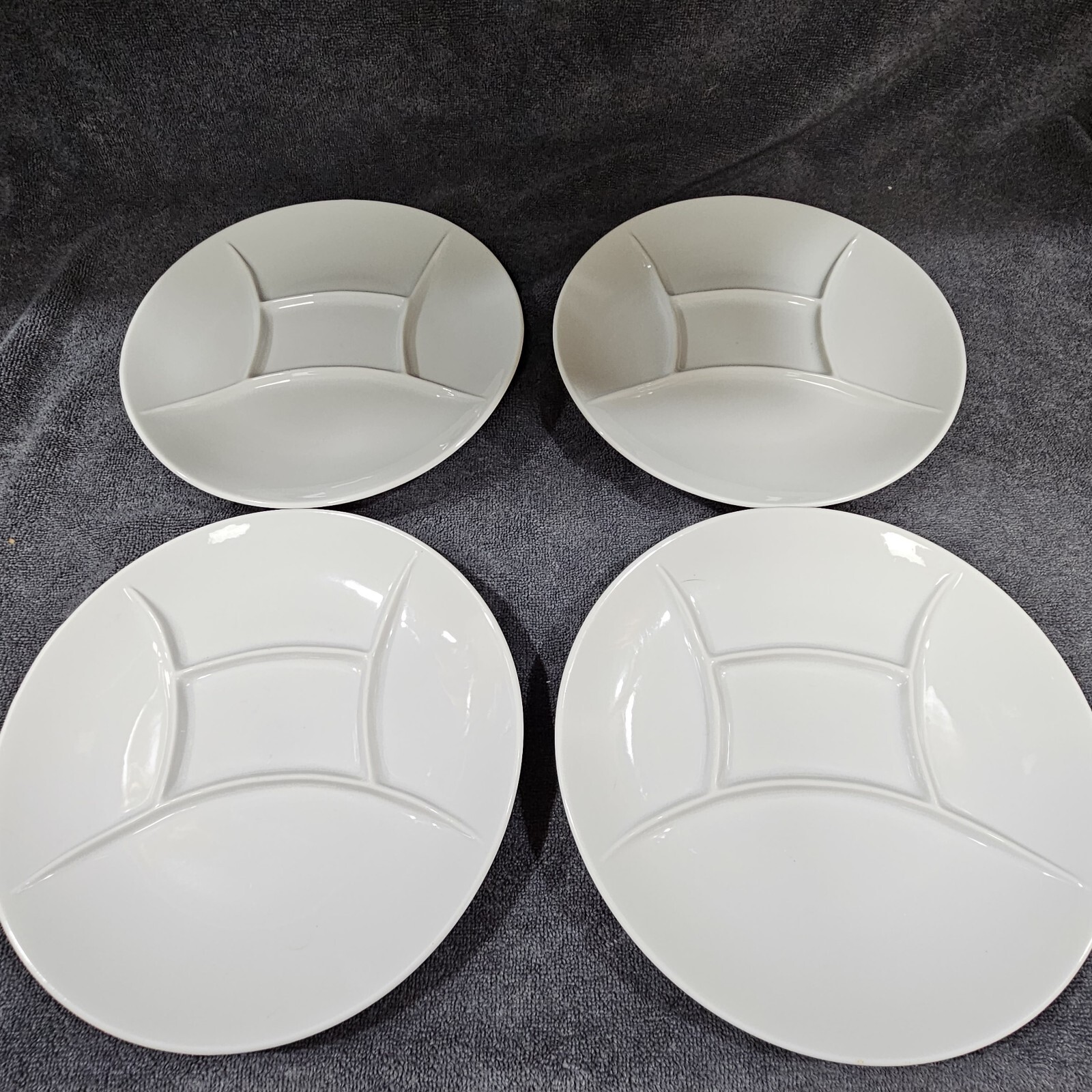 Set 4 Naaman Israel White Divided Dinner Luncheon Dishes Fondue Sushi Plates