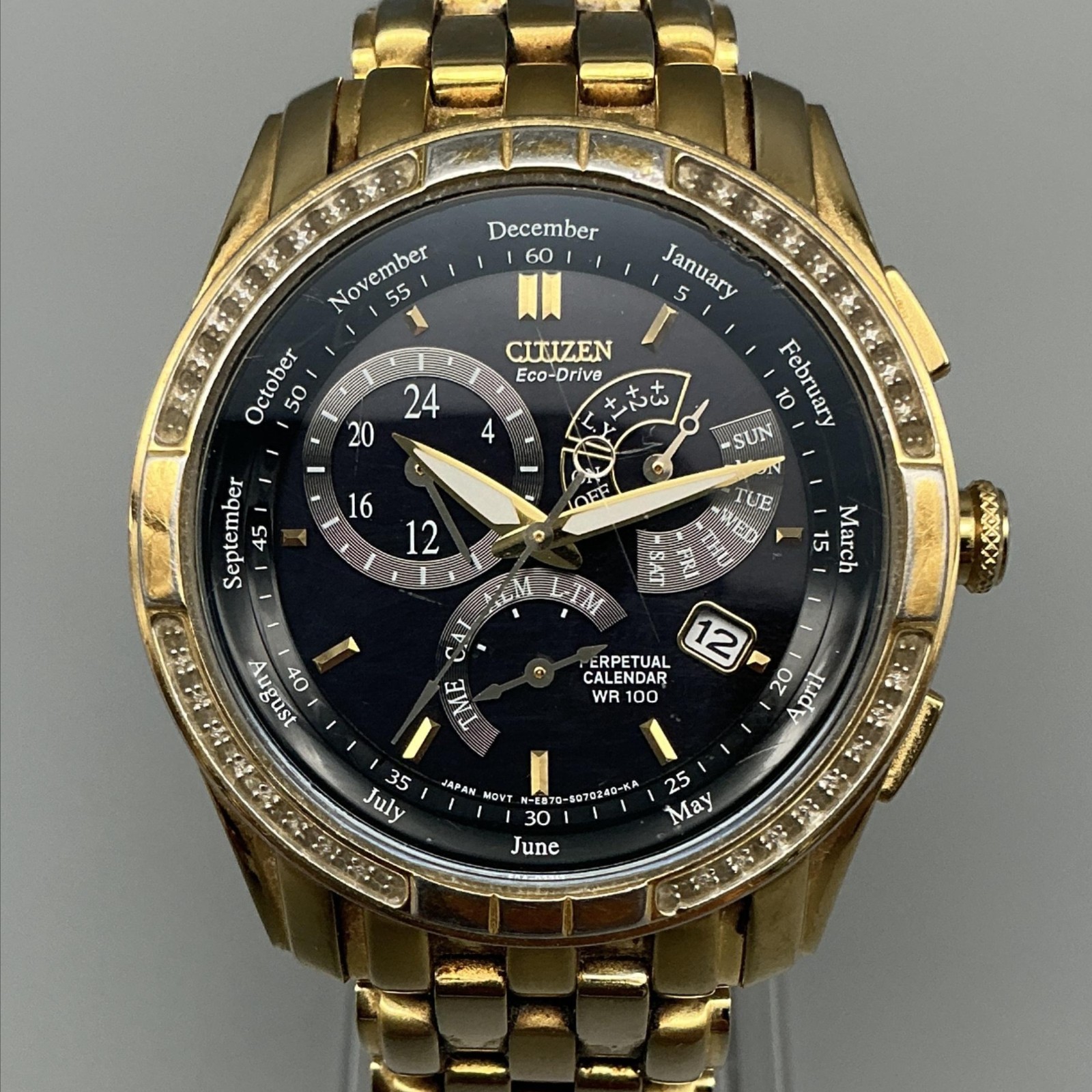 Citizen Calibre 8700 Eco-Drive Mens Watch 39mm Black Dial E870 New Capacitor