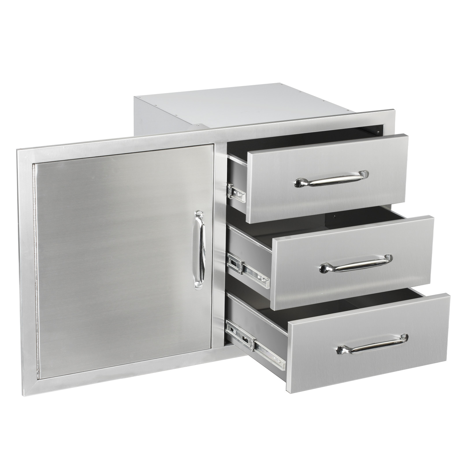 Outdoor Kitchen Door Drawer Combo Cabinet Built-in Triple Drawers&Door Storage