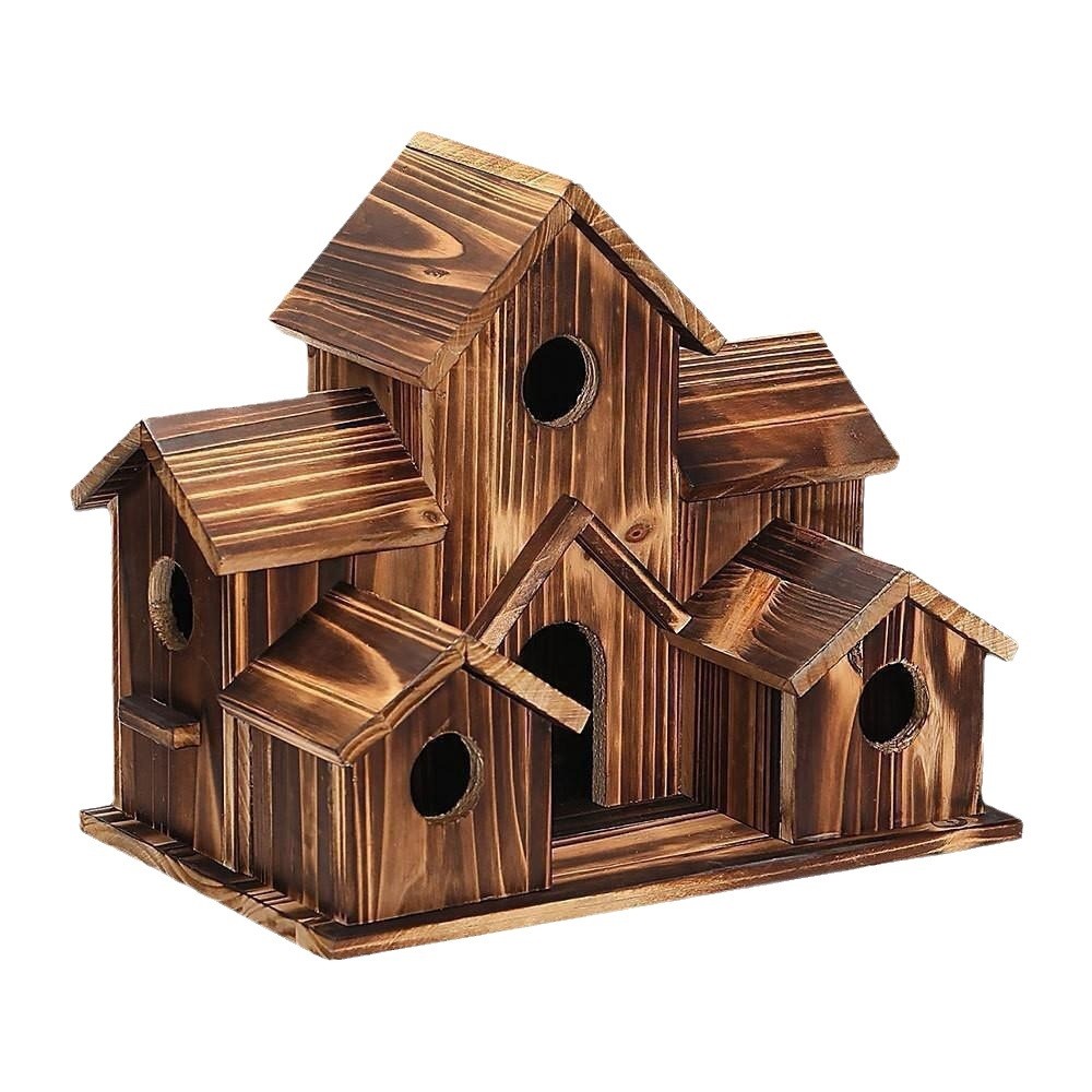 Wood Bird Houses Outdoor 6 Hole Bird House Room Cardinals Hanging Birdhouse US Wood Bird Houses Outdoor 6 Hole Bird House Room Cardinals Hanging Birdhouse US