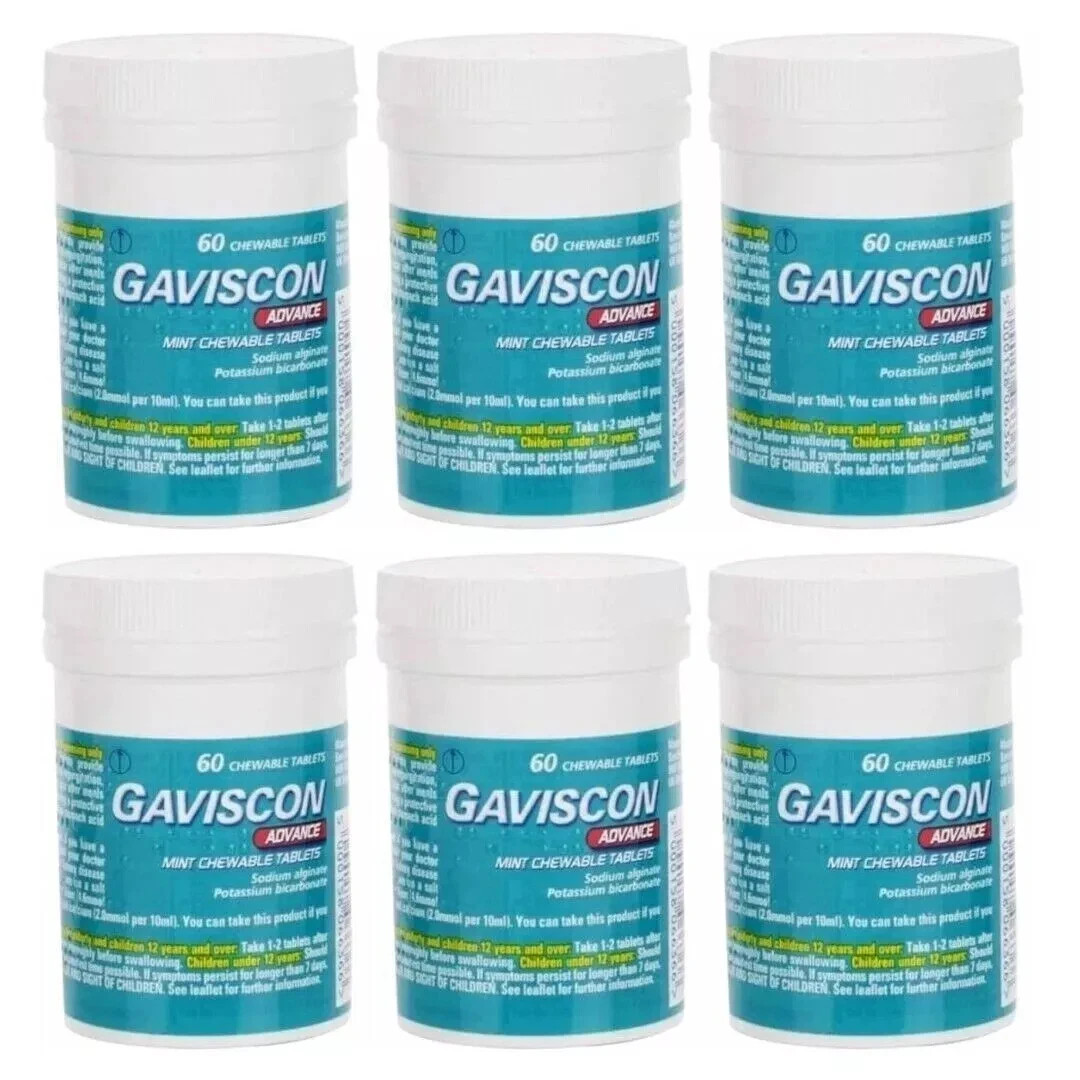 PACK OF 6-Gavscon Advance Chewable Mint Tablet 60ct-EXP-12/2027 PACK OF 6-Gavscon Advance Chewable Mint Tablet 60ct-EXP-12/2027
