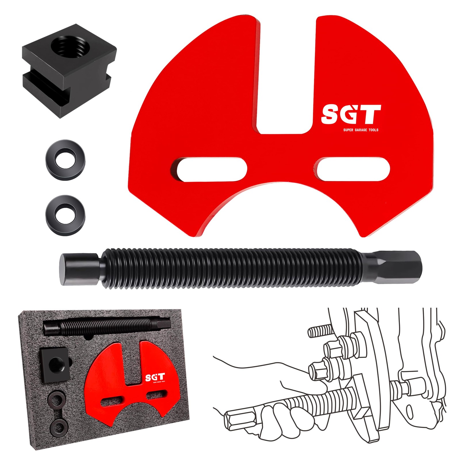 SGT 40100 Hub Remover Set,Wheel Bearing Hub Remover Tool Set Compatible with 5 6