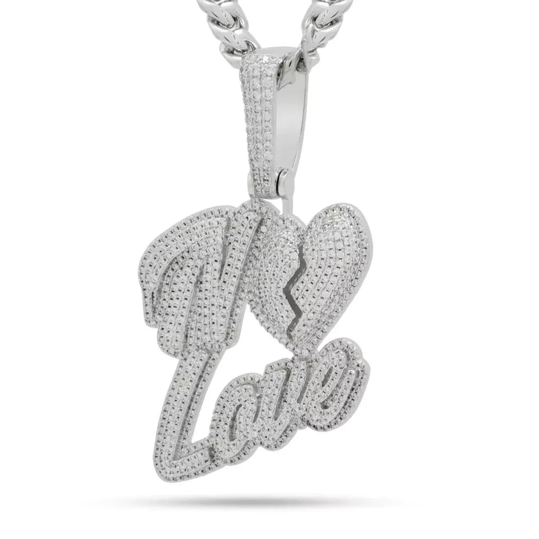 2 Ct Round Cut Natural Moissanite Custom NO LOVE Pendant In 925 Sterling Silver 2 Ct Round Cut Natural Moissanite Custom NO LOVE Pendant In 925 Sterling Silver