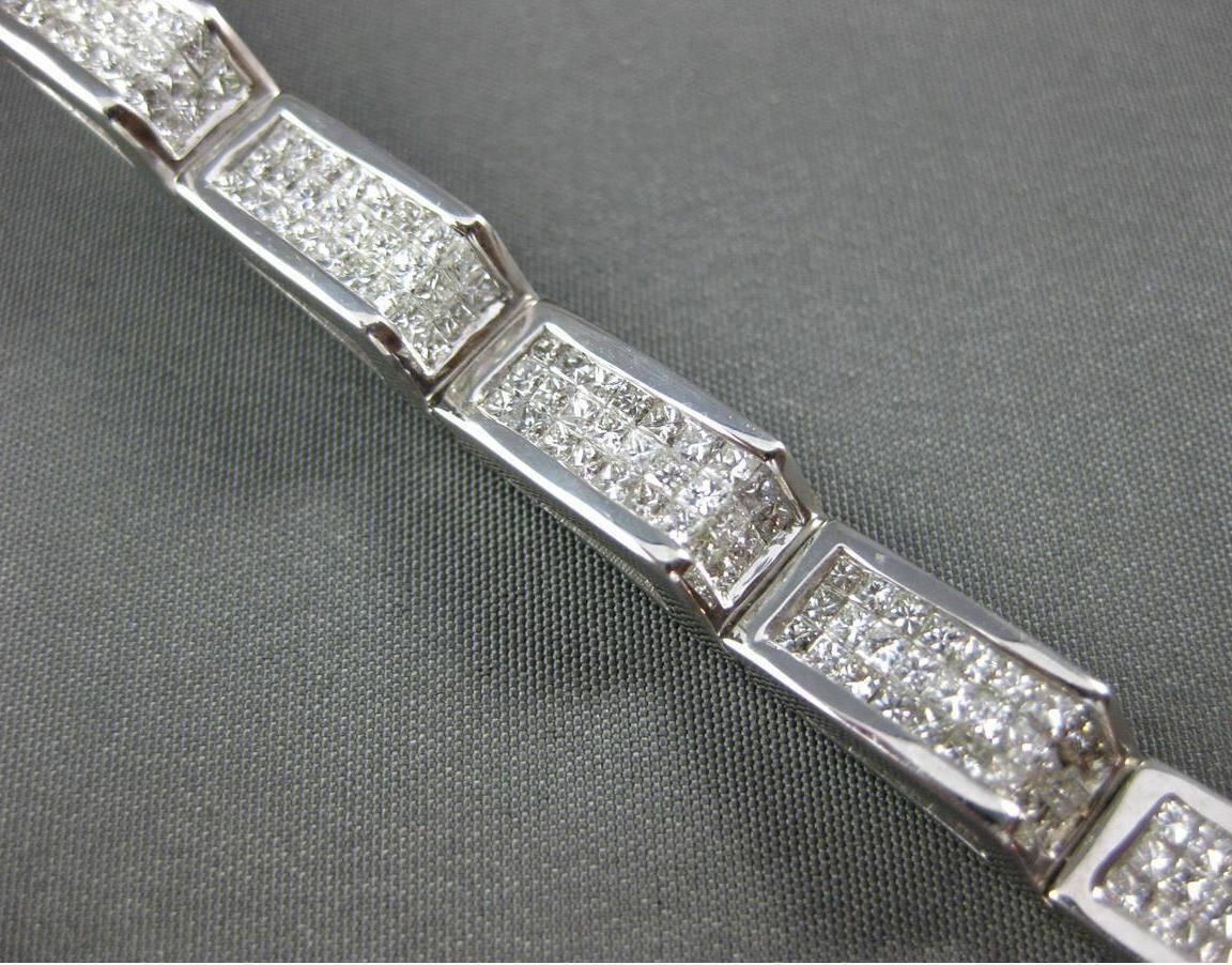 ESTATE WIDE .85CT PRINCESS DIAMOND 14K WHITE GOLD 3D PYRAMID TENNIS BRACELET