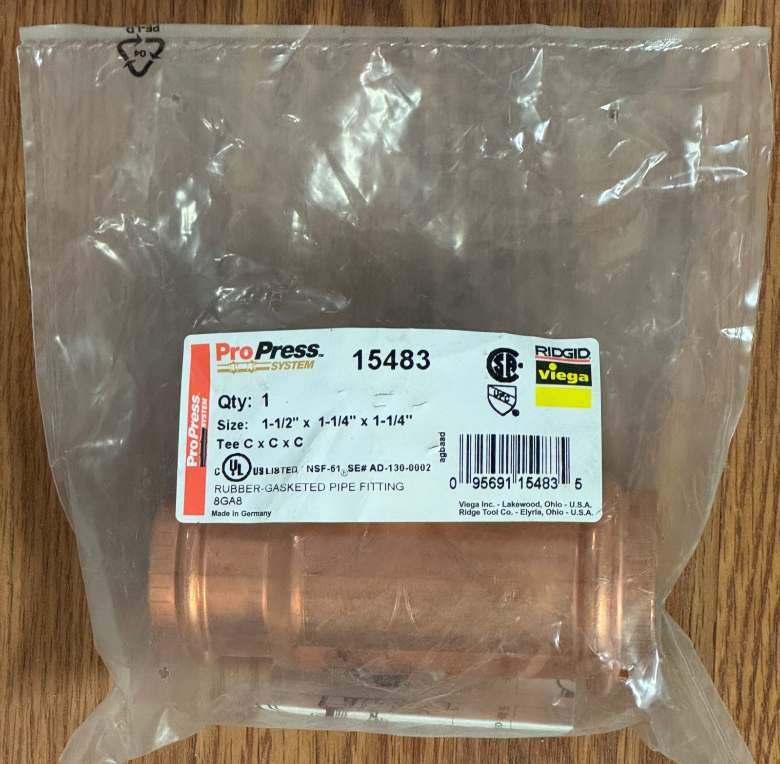 NEW 1PK Viega ProPress 15483 1-1/2\