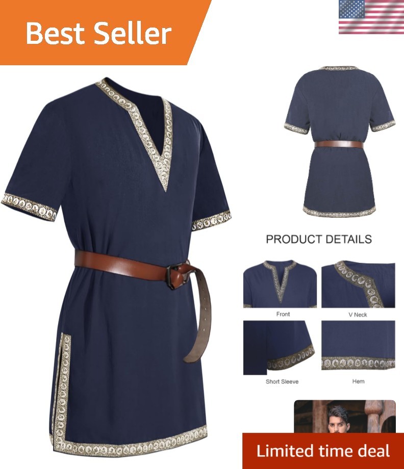 Elegant Men\'s Medieval Knight Tunic - Ideal for LARP & Halloween Events