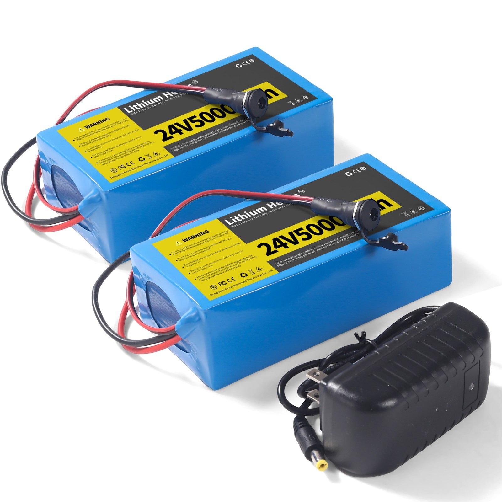 2PCS 24V 5Ah Lithium Battery with Charger, 24V Rechargeable Battery for DIY
