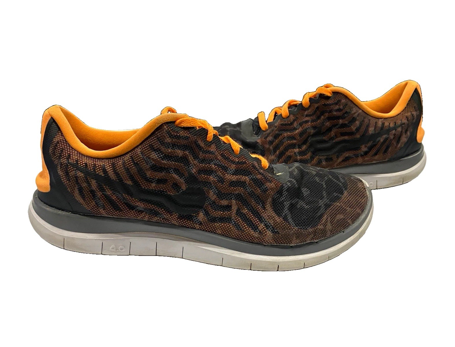 Nike Free 5.0 Men\'s Running Shoes Lace-Up Black/Orange/Gray Mesh Low Top Nike Free 5.0 Men\'s Running Shoes Lace-Up Black/Orange/Gray Mesh Low Top