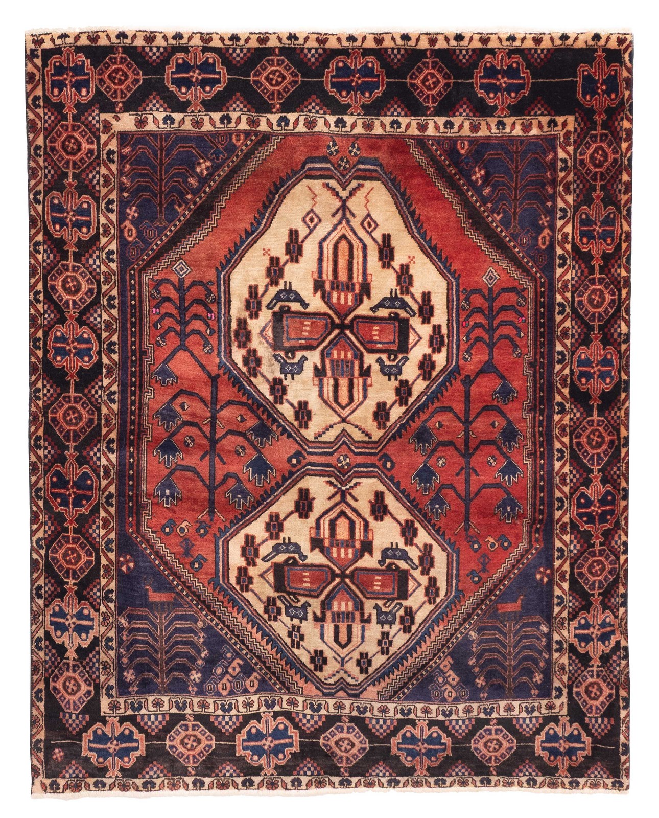 Vintage Traditional Hand-Knotted Area Rug 4'11