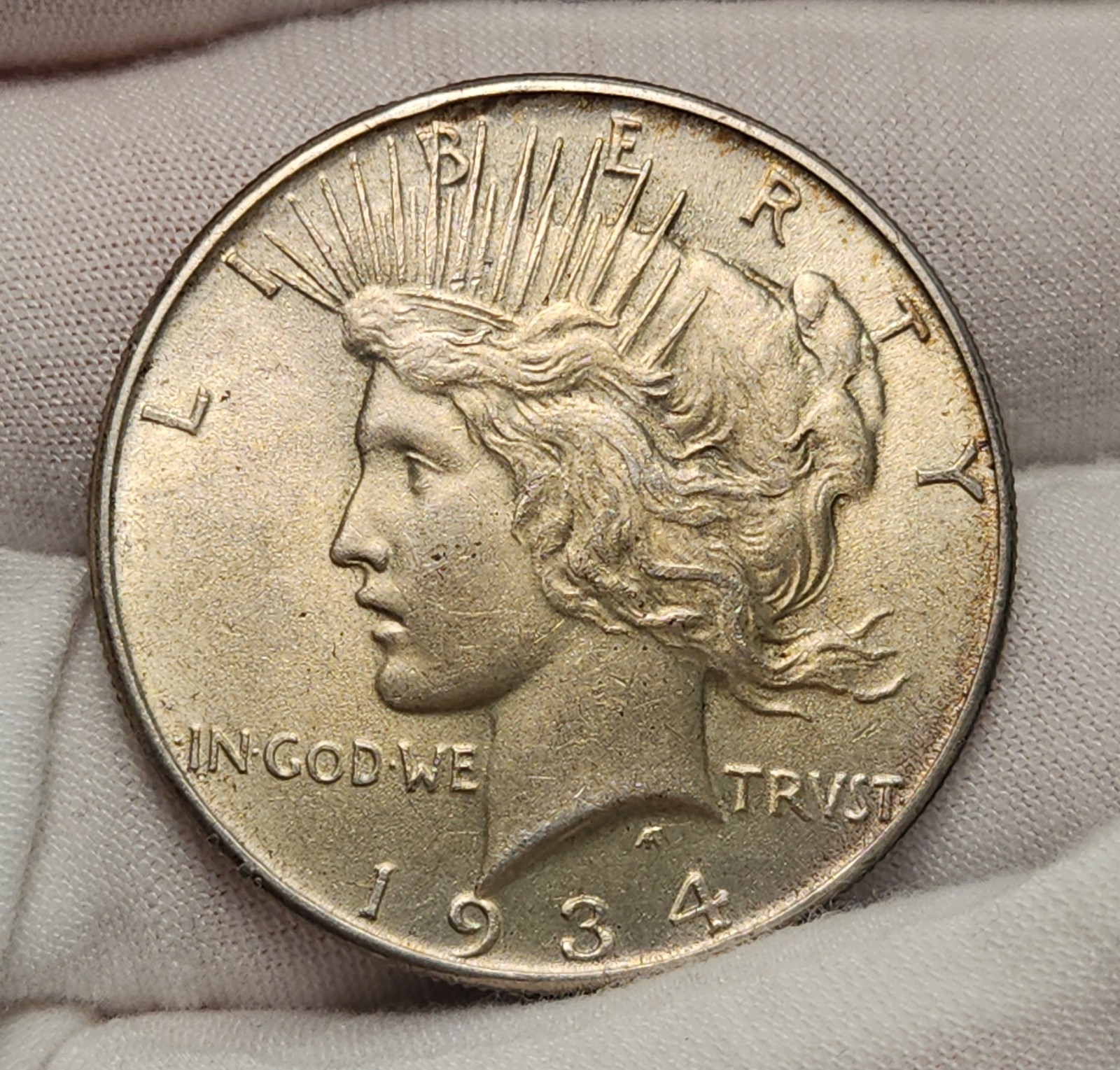 1934 P Peace Silver Dollar $1 Semi-Key Date AU Almost Uncirculated Coin P34Dez