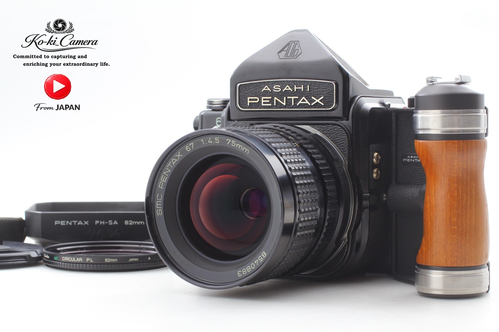 Grip,Hood,Strap [MINT] Pentax 6x7 67 EyeLevel M-Up SMC Late 75mm f/4.5 FromJAPAN
