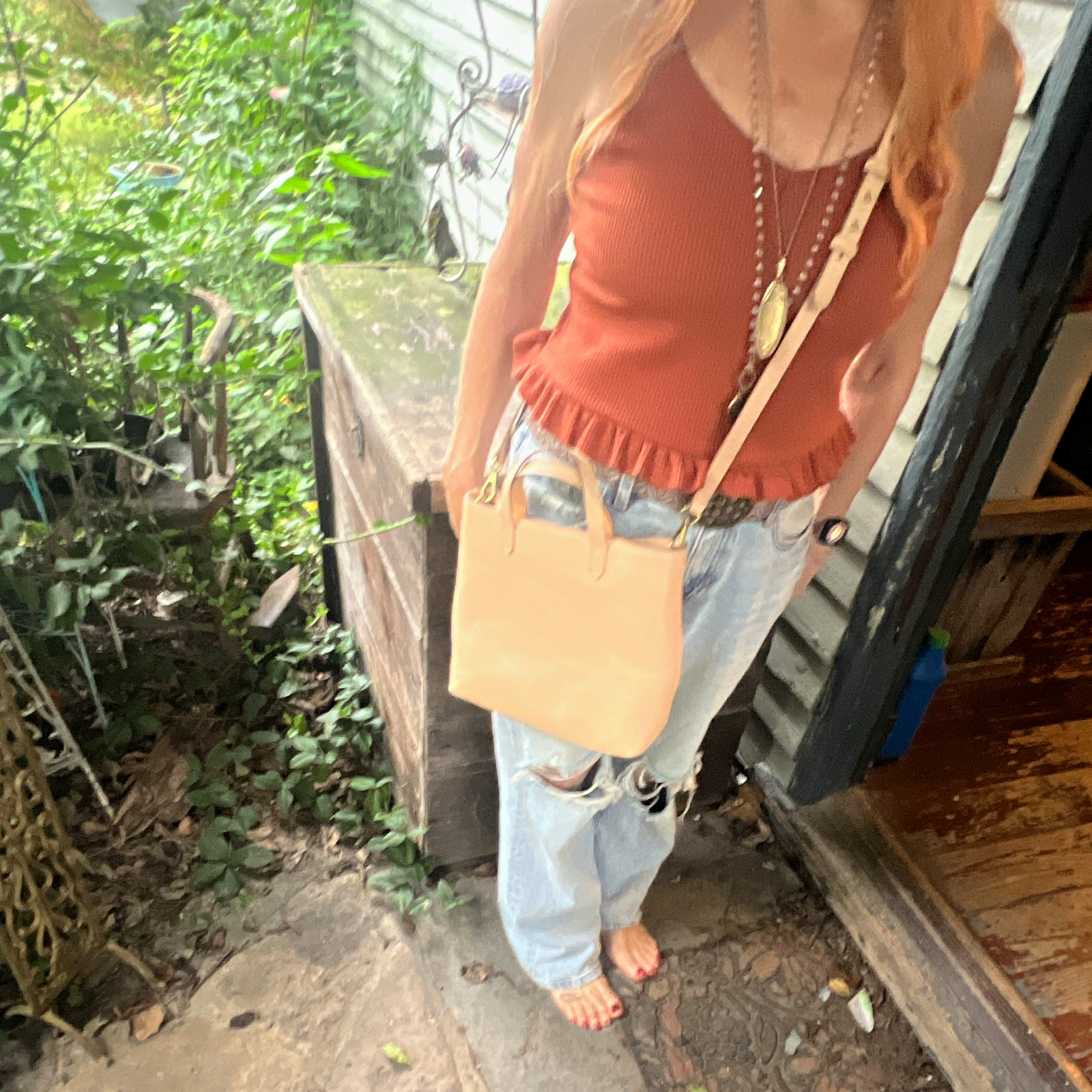 Madewell Beige Zip Top Transport Crossbody.  Leather with 100%cotton lining