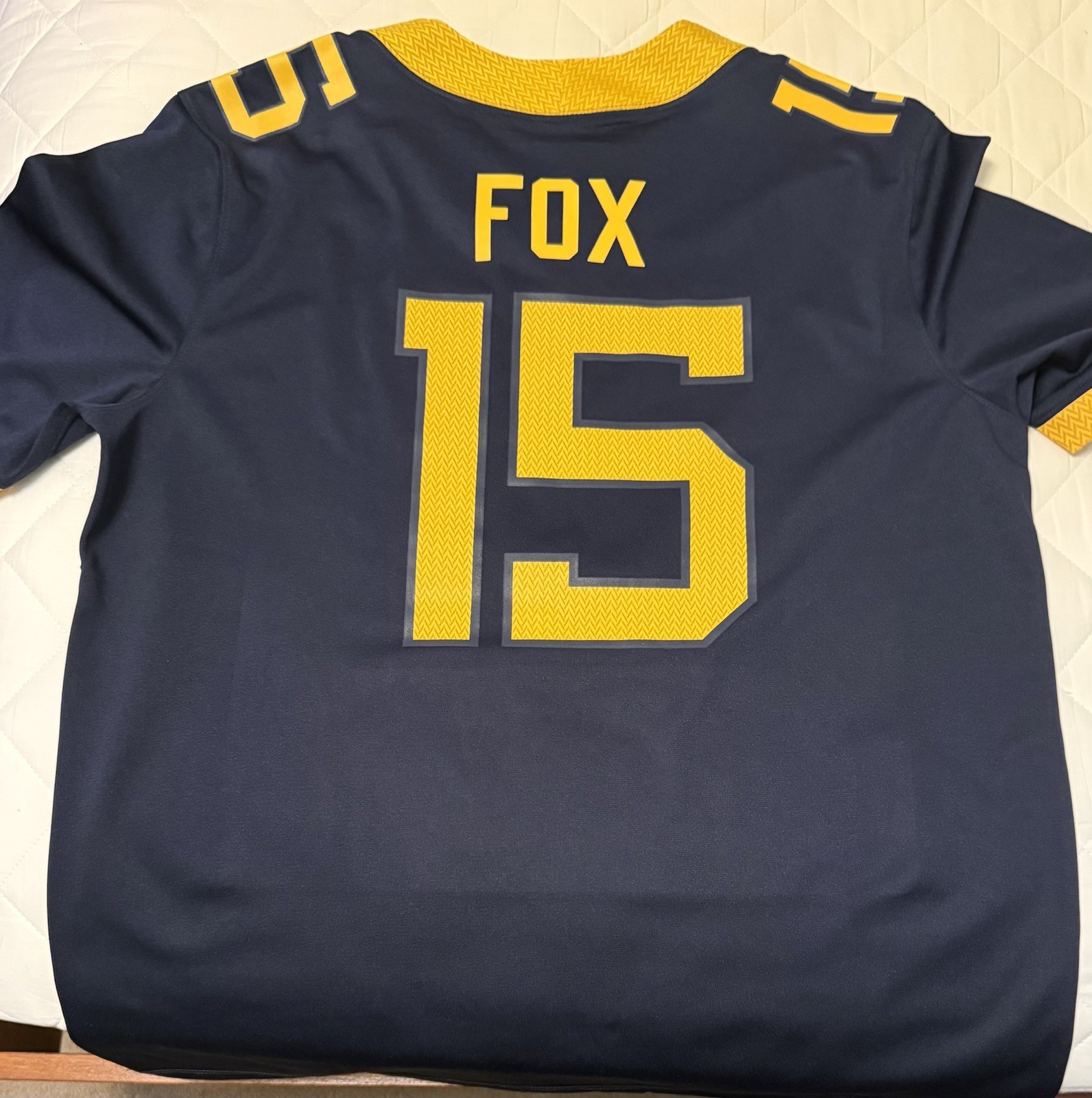 Nike West Virginia Mountaineers Fox #15 Football Jersey Men’s L Blue/Yellow