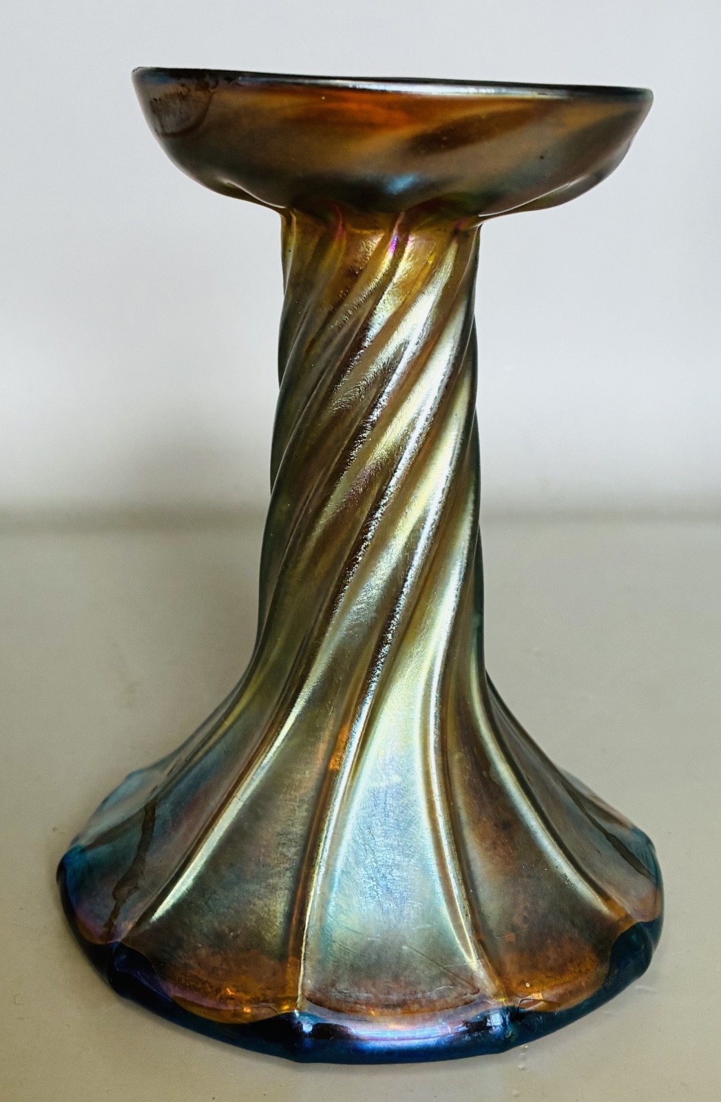 Louis Comfort Tiffany Favrile Glass Candlestick  Circa 1900