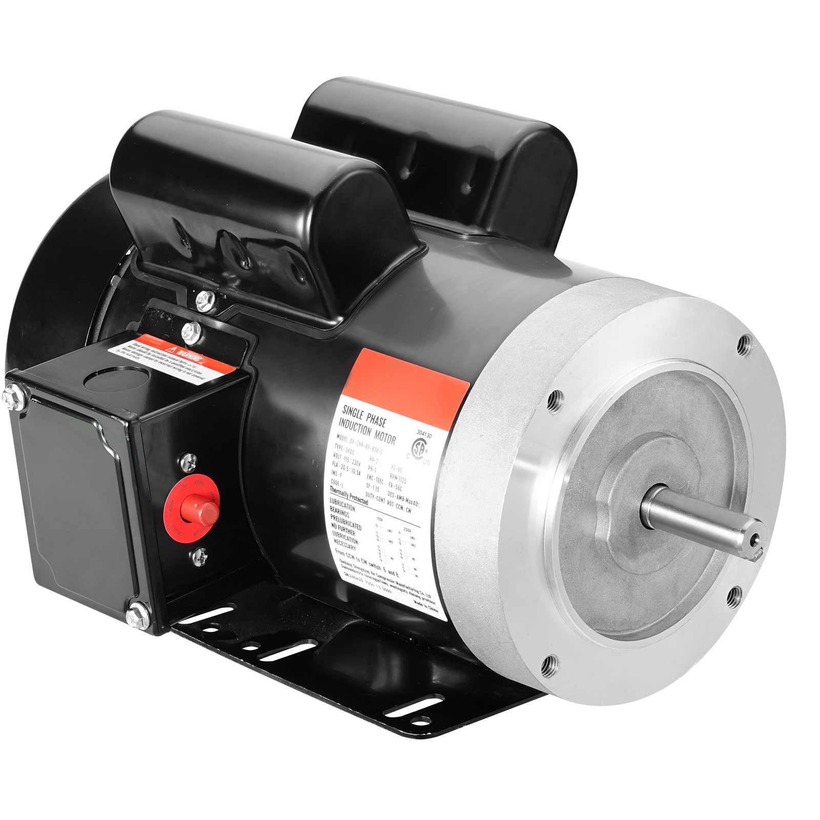 Uimoso 2HP Electric Motor 1725RPM AC 115V/230V 56C Frame 1Phase 5/8