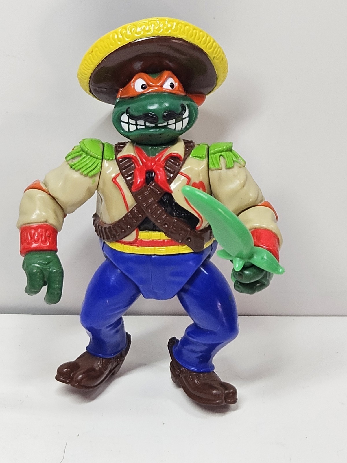 Vintage 1992 TMNT Bandito Bashin Mike Playmates Figure w Jalapeno Knife