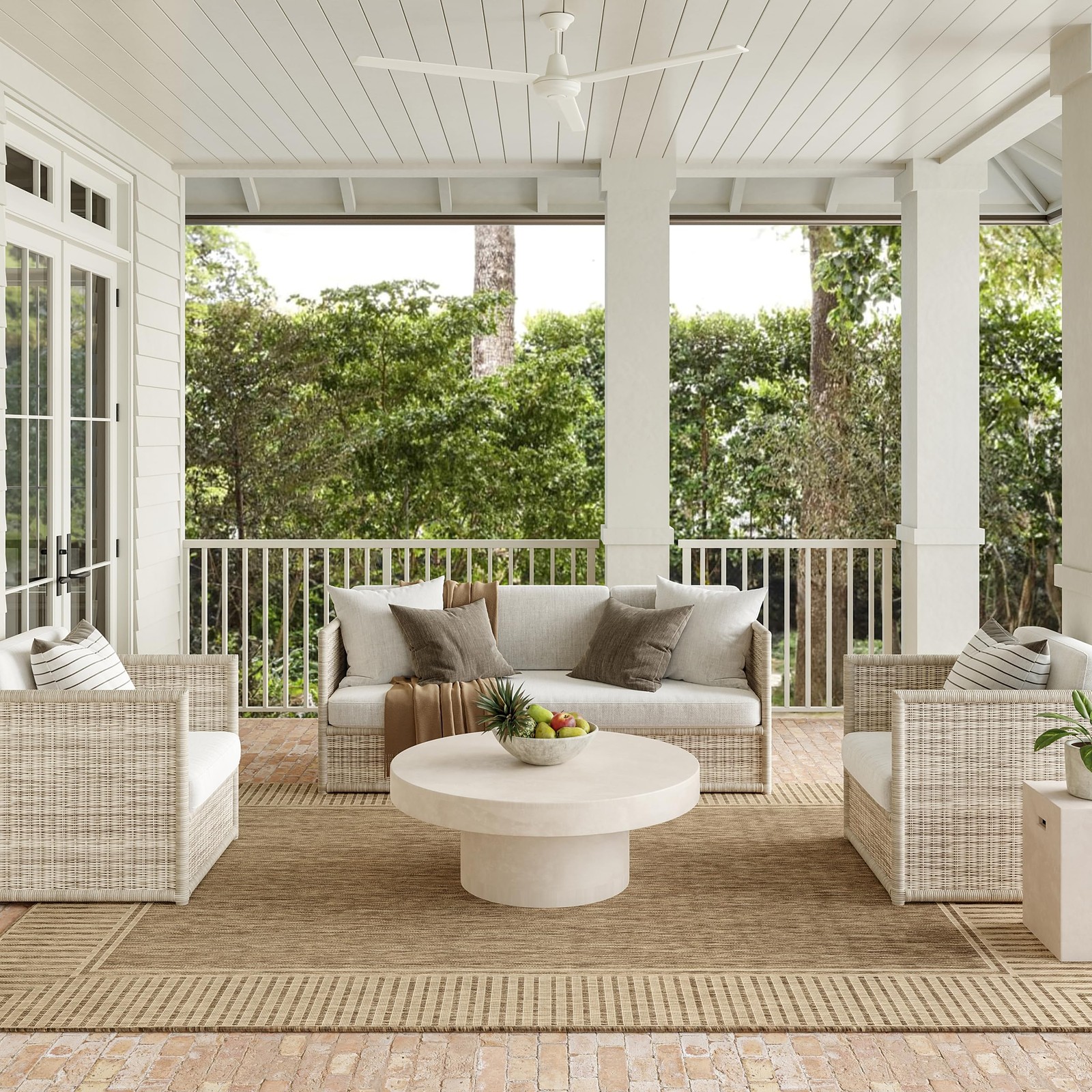 Area Rug 9 6 x 12 Light Brown Bordered Indoor Outdoor nuLOOM Asha Indoor Outdoor