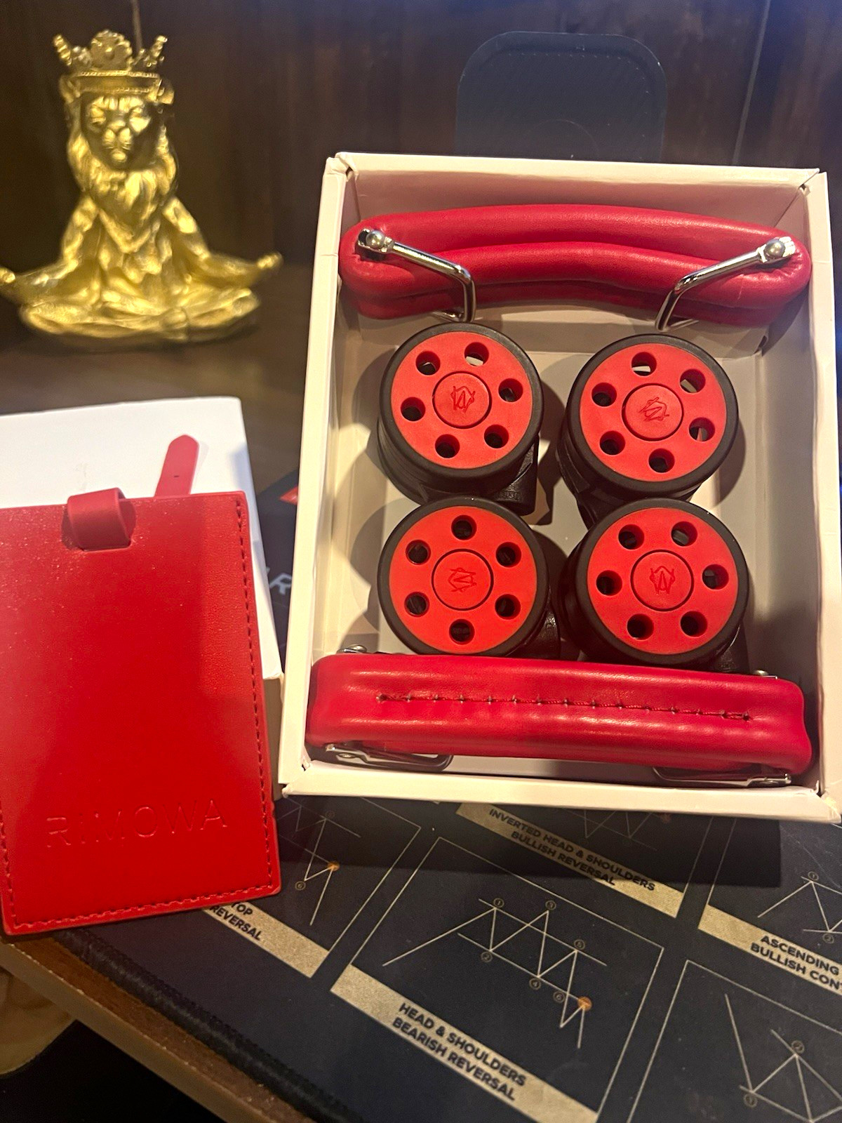 RARE RIMOWA UNIQUE PAPRIKA RED Bundle -  4 Wheels + 2 Handles + 1 Tag  - 1of 1