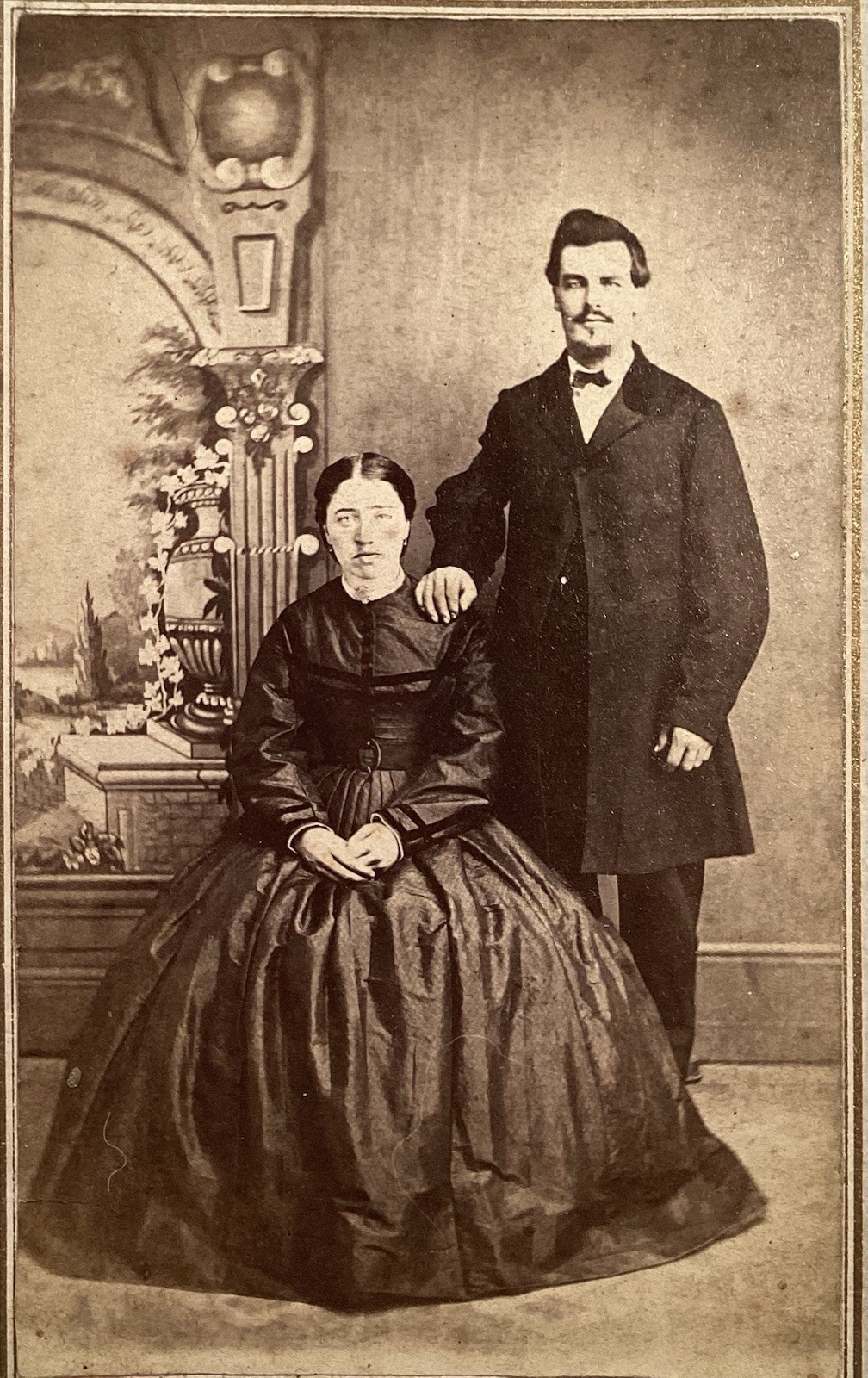 1860’s Civil War Era Antique CDV PHOTO Young Married Ohio Couple