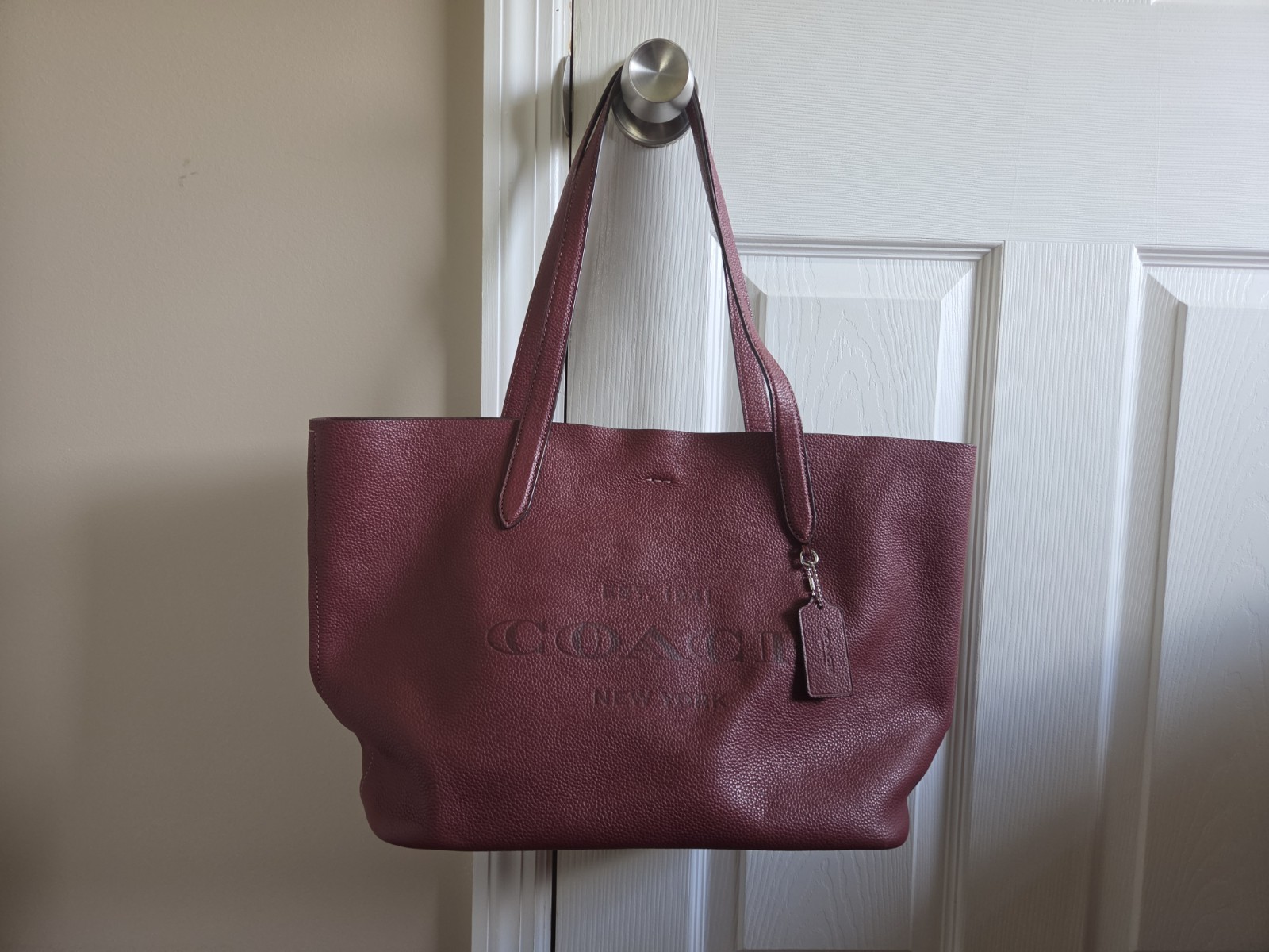 COACH CC050 Pebble Leather CAMERON Large Tote Shoulder Bag ~ Wine/Burgandy