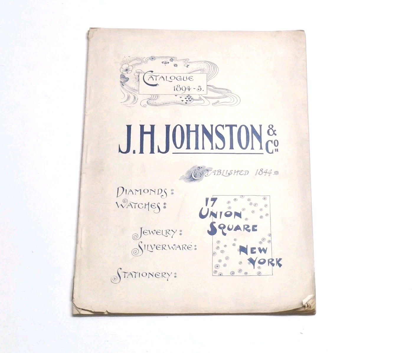 J.H. Johnston & Co New York Diamond Watches Jewelry Catalog 1894 - 95