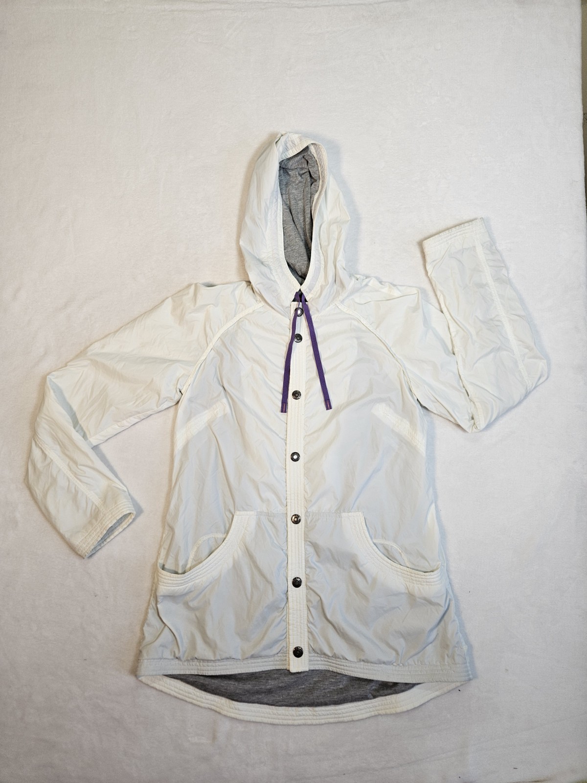 Diesel Windbreaker Hooded Jacket Women\'s Small Button Coat White