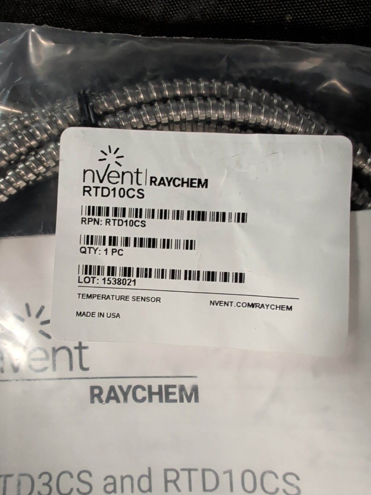 Pentair Raychem RTD10CS Temperature Sensor 10VDC Max 400 deg F. Illinois Stock Pentair Raychem RTD10CS Temperature Sensor 10VDC Max 400 deg F. Illinois Stock