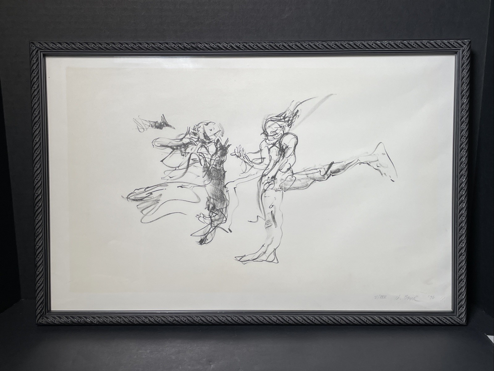 Hermia Boyd Framed Matted Signed Numbered 5/25 Whimsical Dancing Lithograph 1976 Hermia Boyd Framed Matted Signed Numbered 5/25 Whimsical Dancing Lithograph 1976