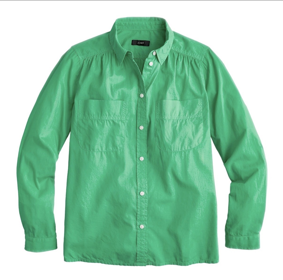 J.Crew Garment-Dyed Utility Shirt  100% Cotton Poplin GREEN Sz 6 