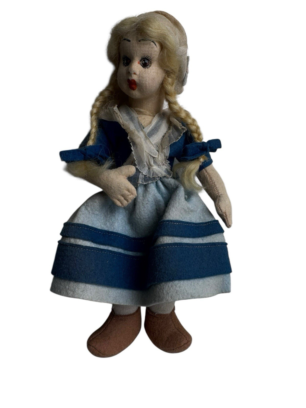 Vintage  1920s \'30s Possibly Lenci Blonde Hair Italian Felt Girl Doll  Dress