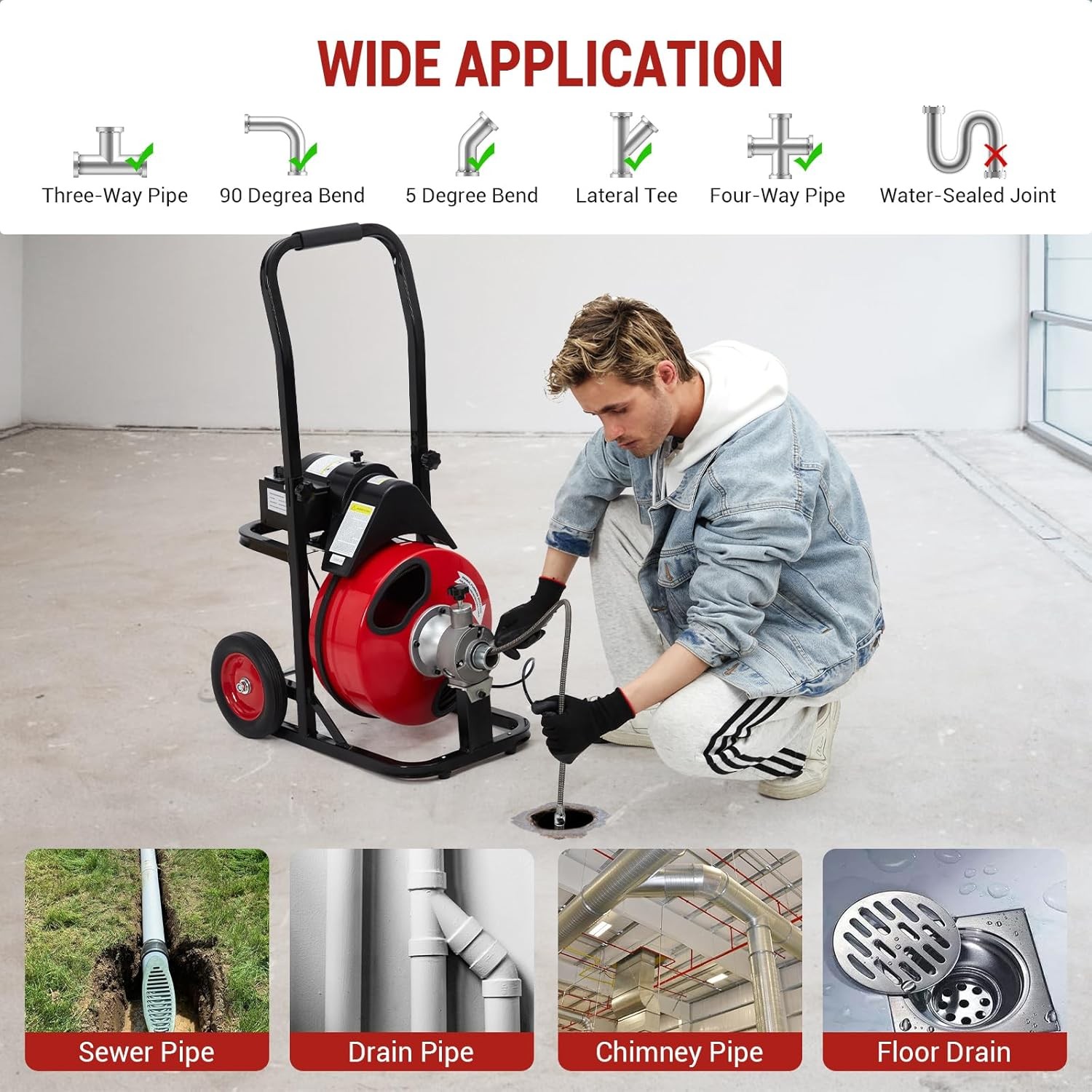 GRAVEE Drain Cleaner Machine Electric 75ft x 3/8\