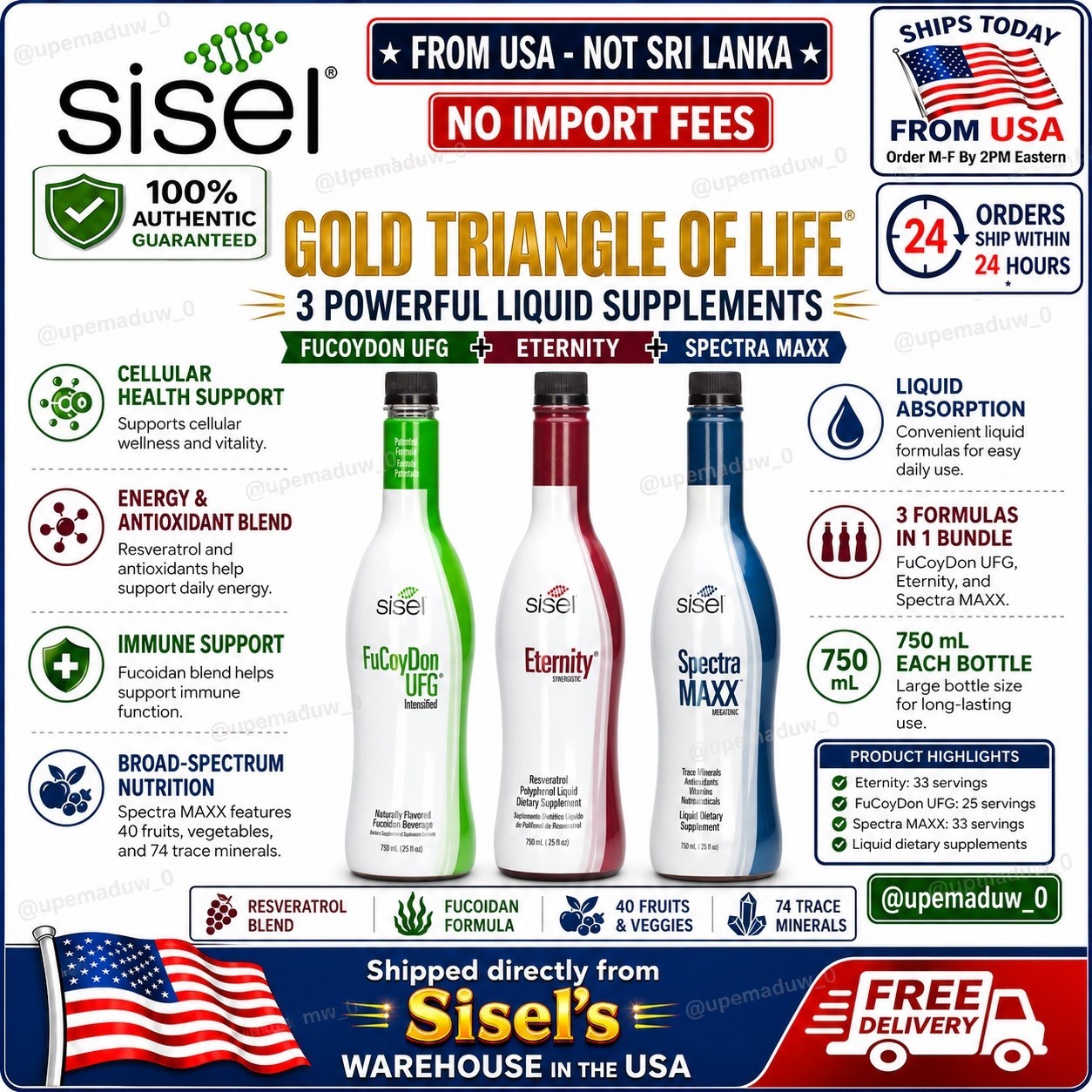 Sisel Gold Triangle of Life Eternity FuCoyDon Spectra Maxx Wellness 3 Pack 🔥