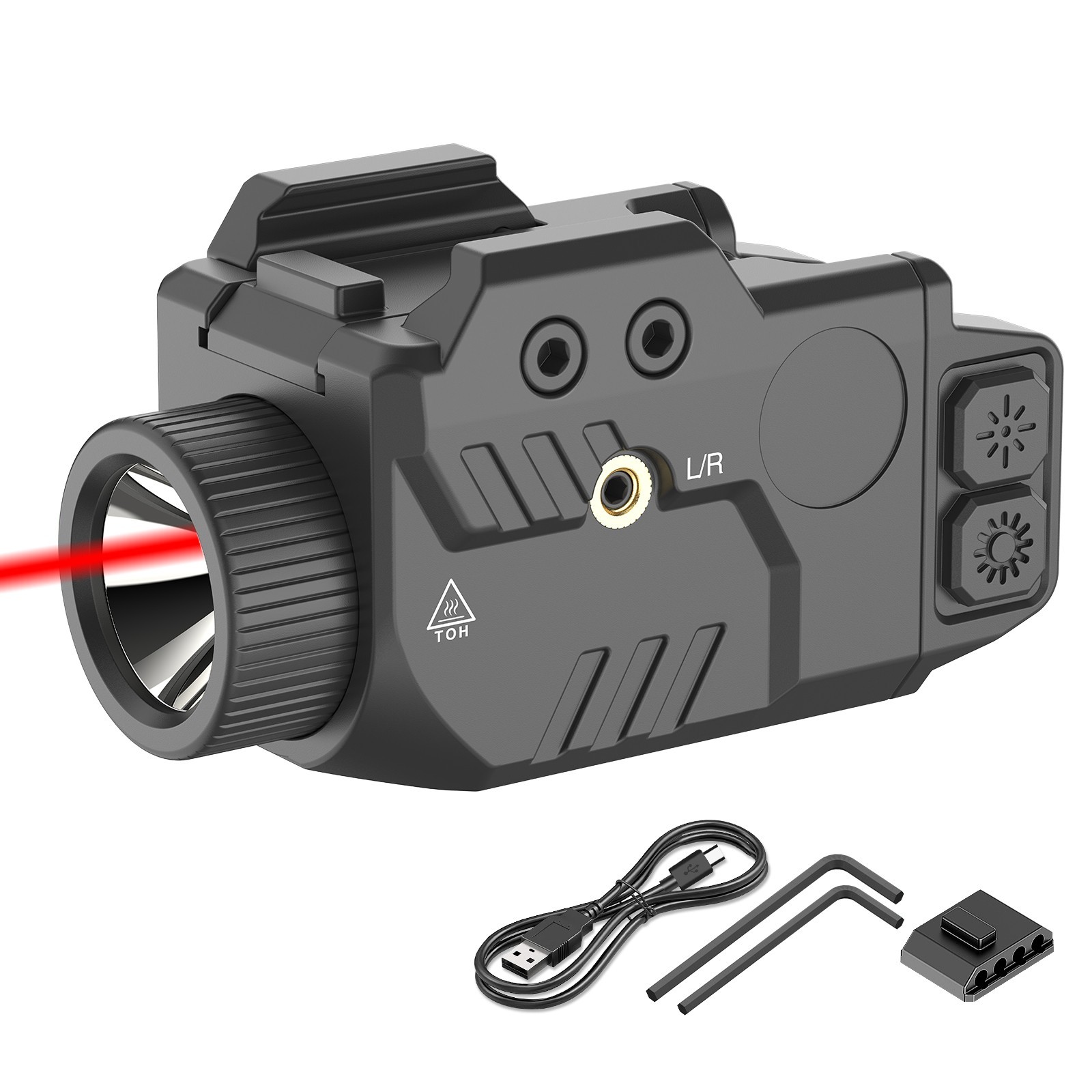 SOLOFISH 800lm Flashlight & Red/Green/Blue Laser Sight Combo Pistol Rechargeable