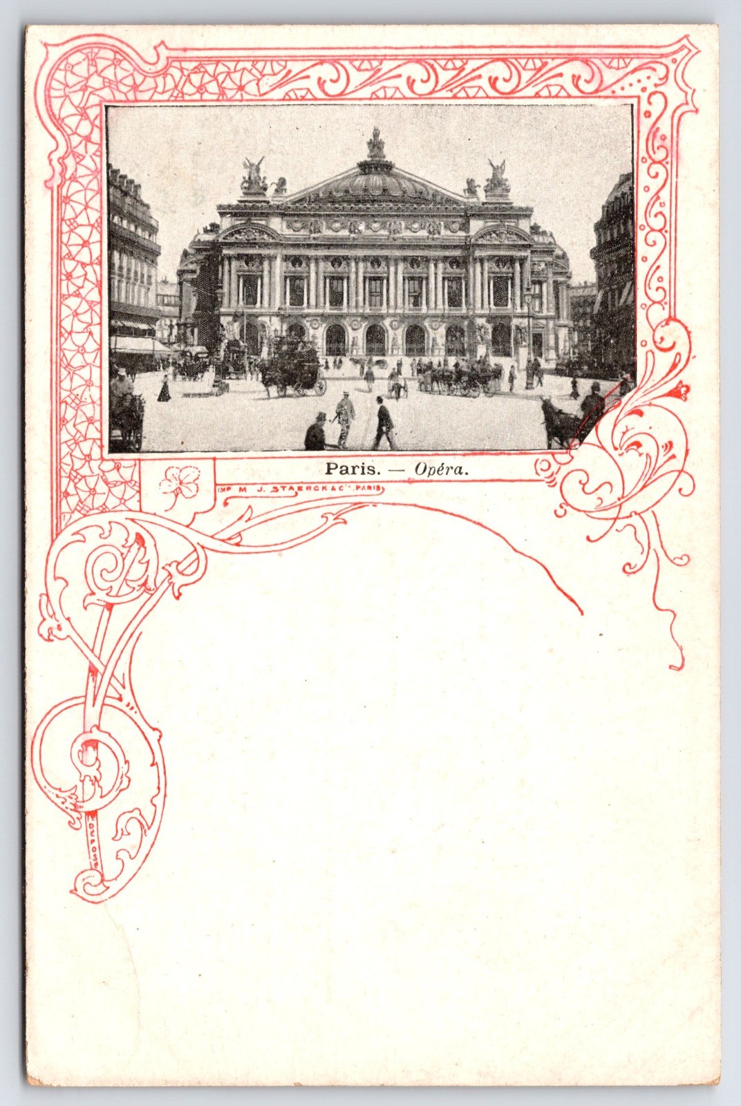 Antique c1900 French Postcard Paris Opera France Antique c1900 French Postcard Paris Opera France