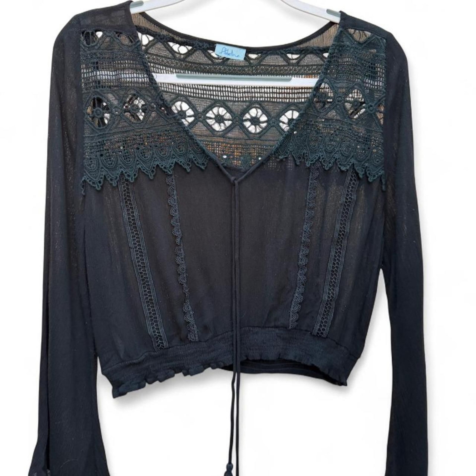 Abbeline Black Boho Blouse Top