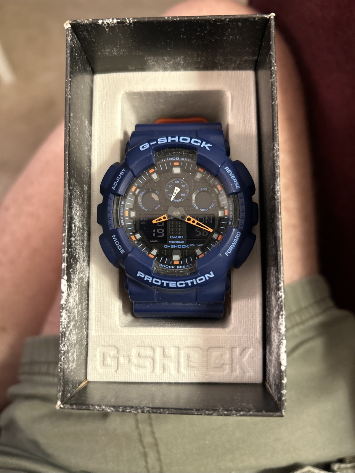 Casio Men\'s Watch G-Shock Quartz Ana-Digi Dial Blue Resin Strap Dive GA100L-2A