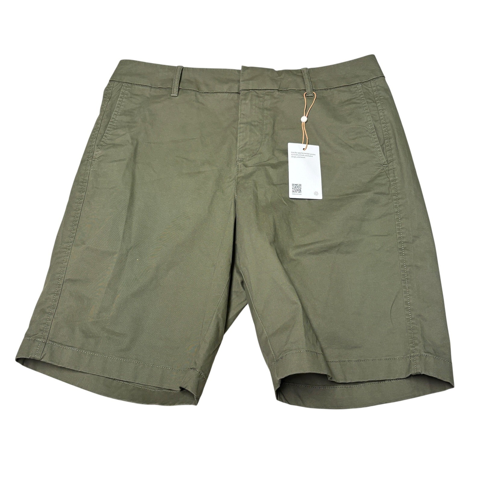 NWT Quince Organic Stretch Cotton Chino Bermuda Shorts Bayberry Womens 12 34X9