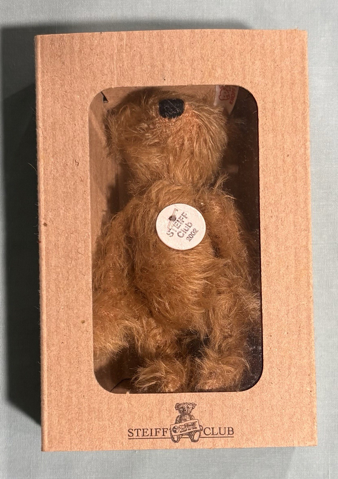 2002 Steiff Club Bear Cinnamon Mohair Mini Teddy with Tag and Box
