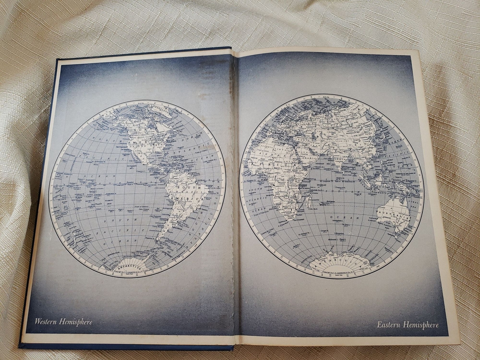 Vintage 1950 Hammonds Complete World Atlas Hardback Book, World in Maps, People